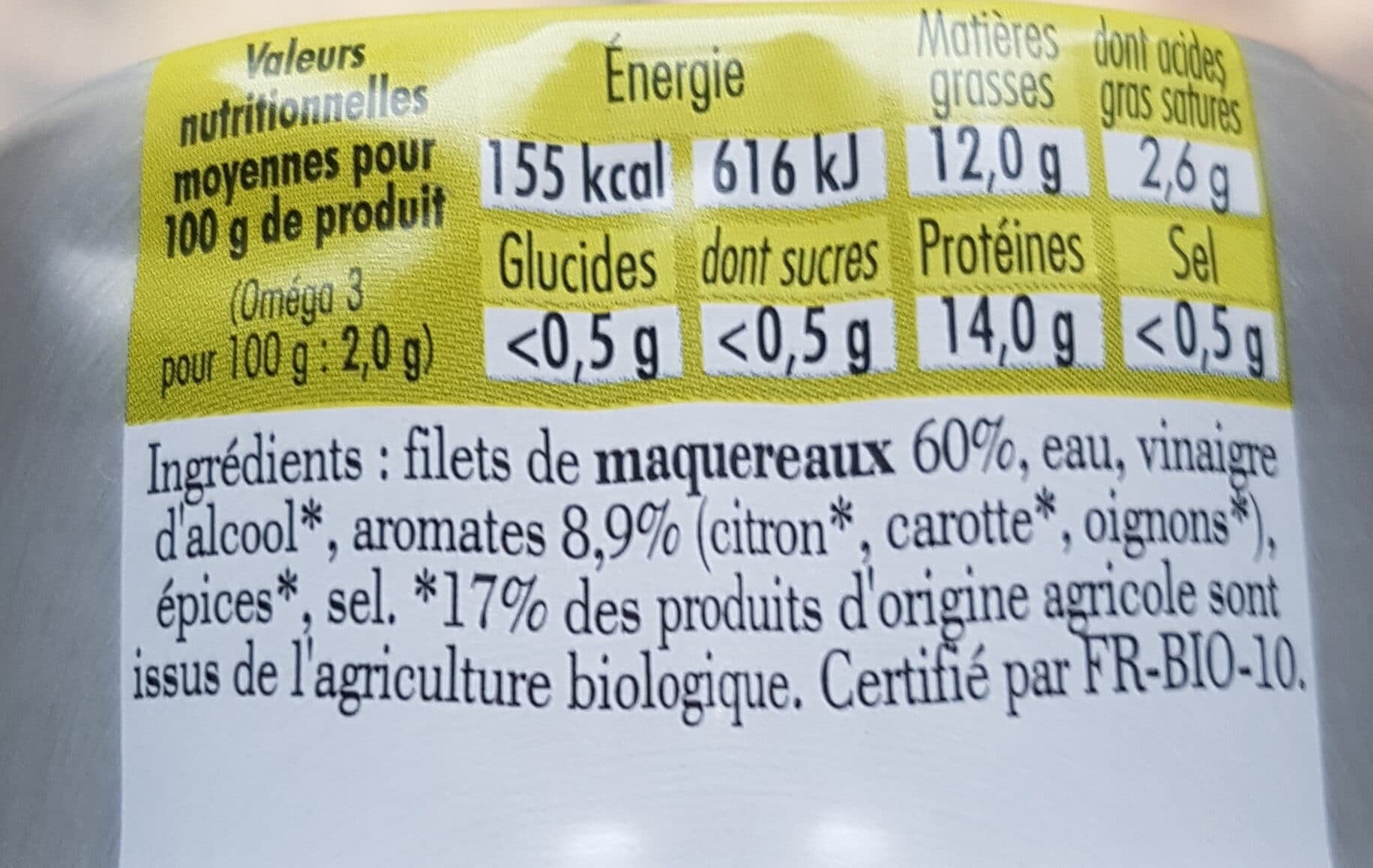 Jacques Gonidec Filets de maquereaux à la marinade Bio packshot