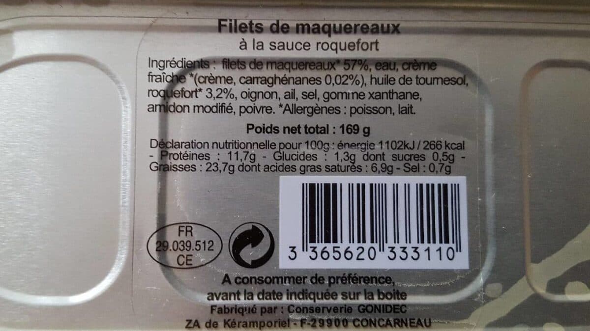 Jacques Gonidec Filet de maquereaux sauce roquefort packshot