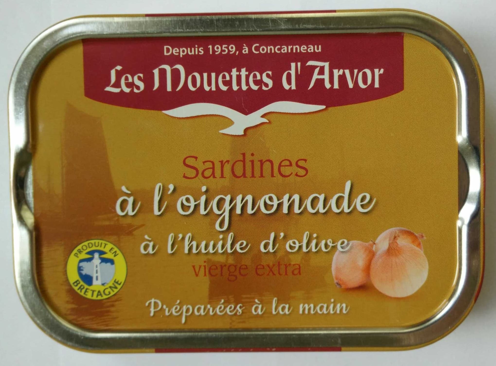 Les Mouettes d'Arvor Sardines à l'oignonade à l'huile d'olive vierge extra packshot