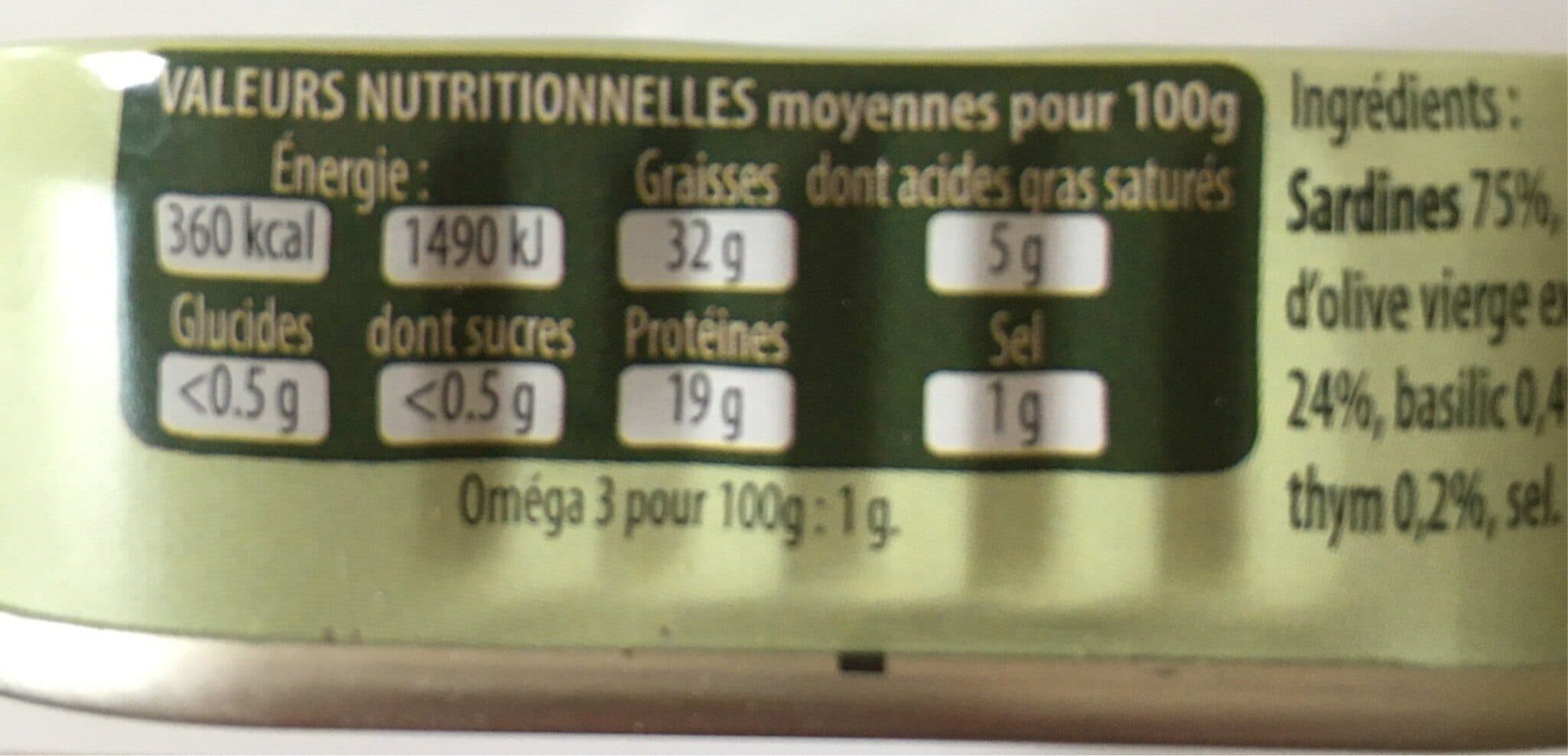 Les Mouettes d'Arvor Sardines au basilic et au thym LES MOUETTES D'ARVOR, boite 1/6 packshot