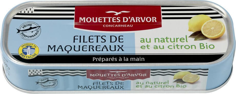 Les Mouettes d'Arvor Maquereaux naturel citron bio packshot