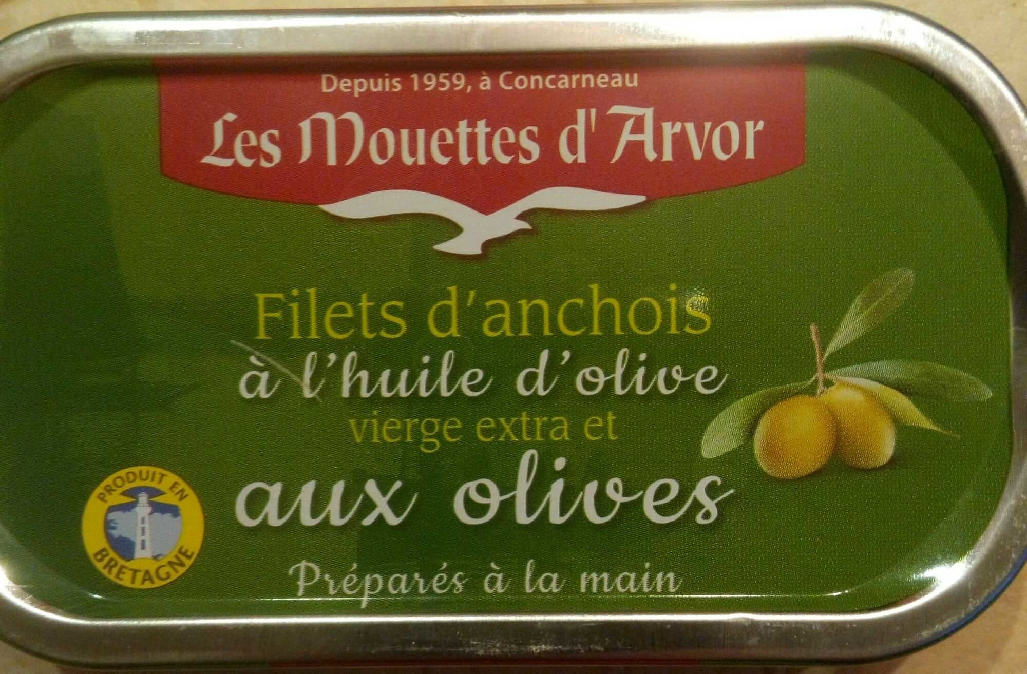 Les Mouettes d'Arvor Filets d'anchois à l'huile d'olive vierge extra et aux olives packshot