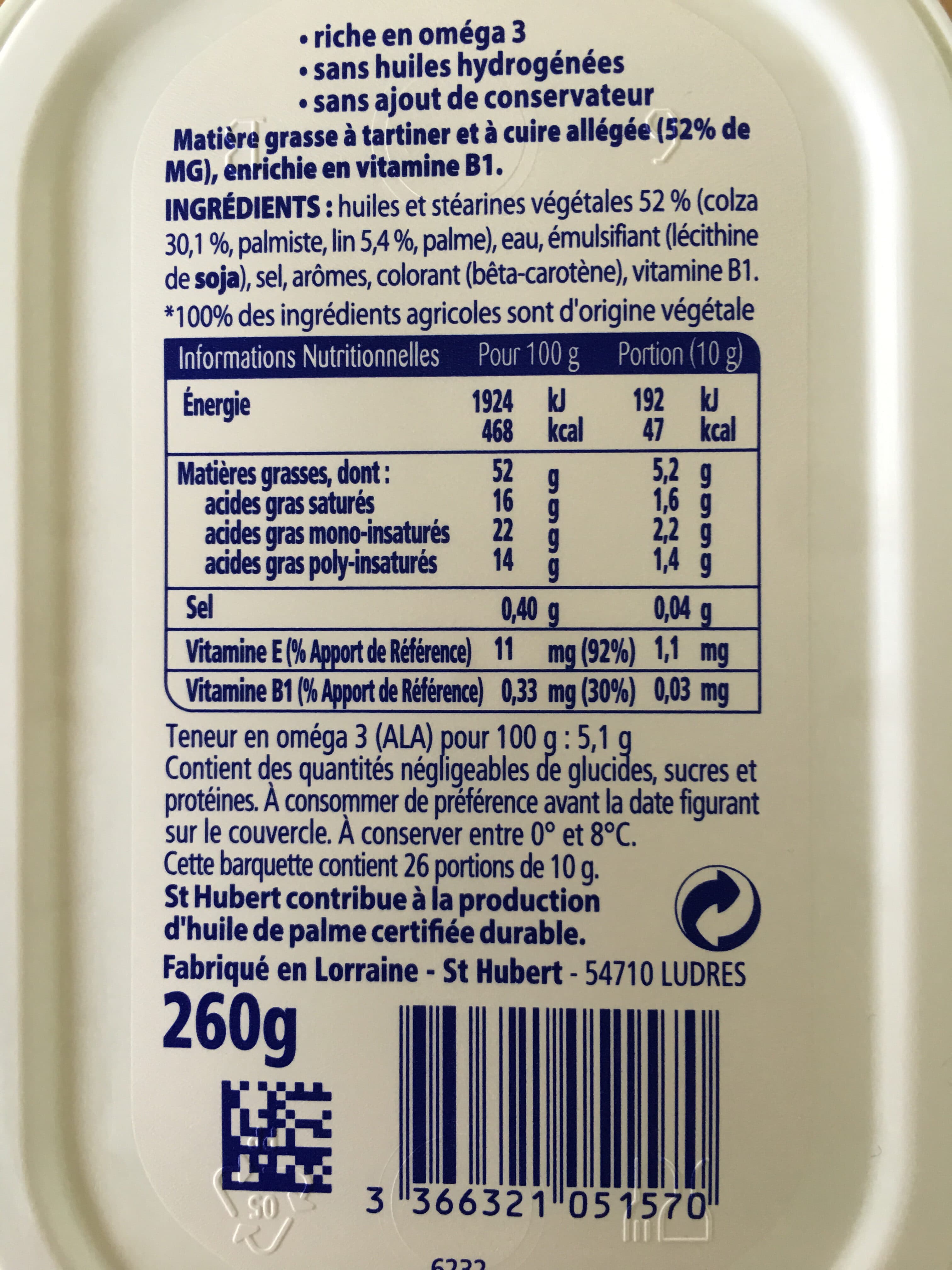 St Hubert St hubert omega 3 260g doux packshot