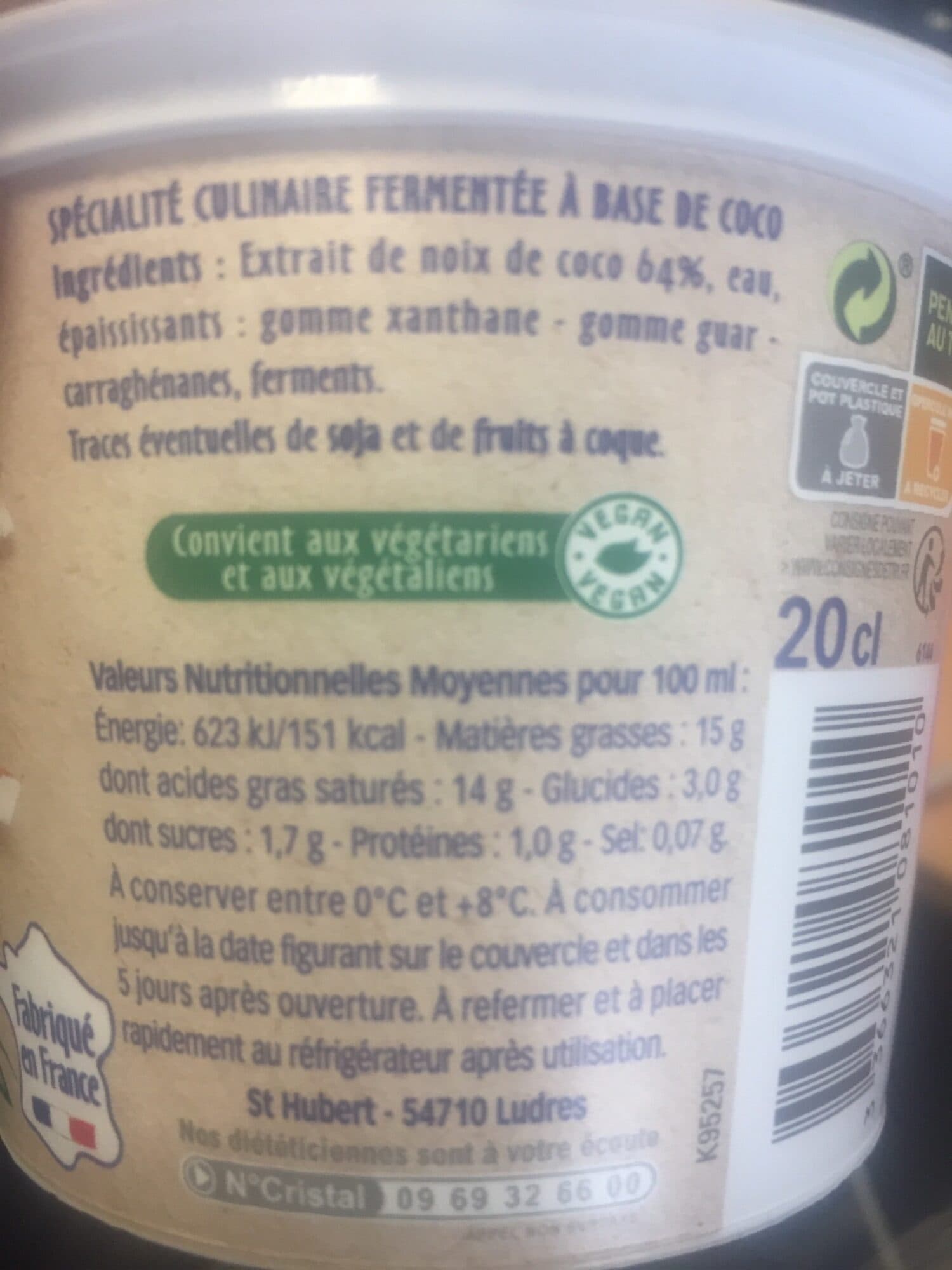 St Hubert St Hubert Végétal Cuisine Coco packshot