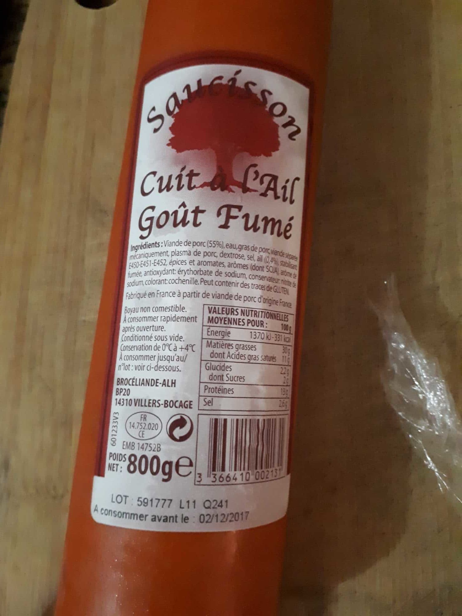 Open Food Facts Saucisson à l'ail packshot