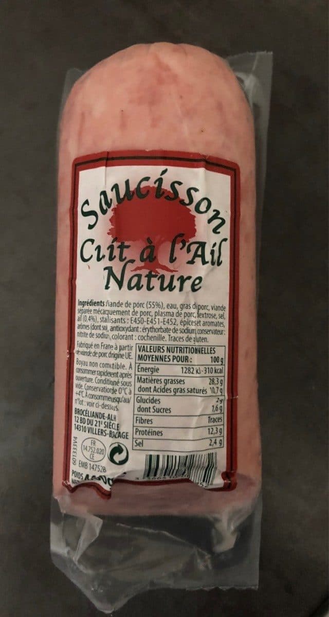 Open Food Facts Saucisson cuit à l'ail nature packshot