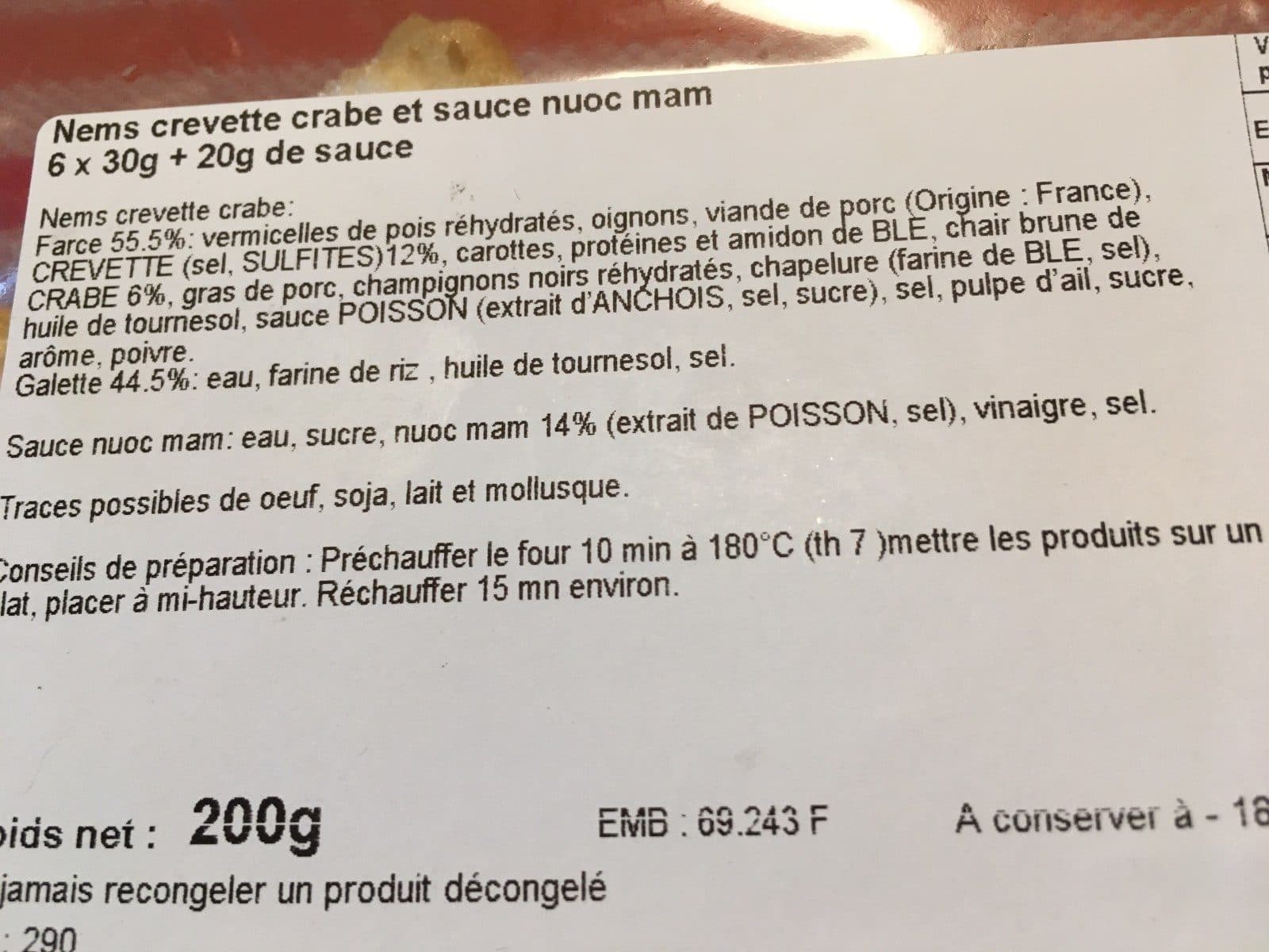 Open Food Facts Nems crevettes crabe packshot