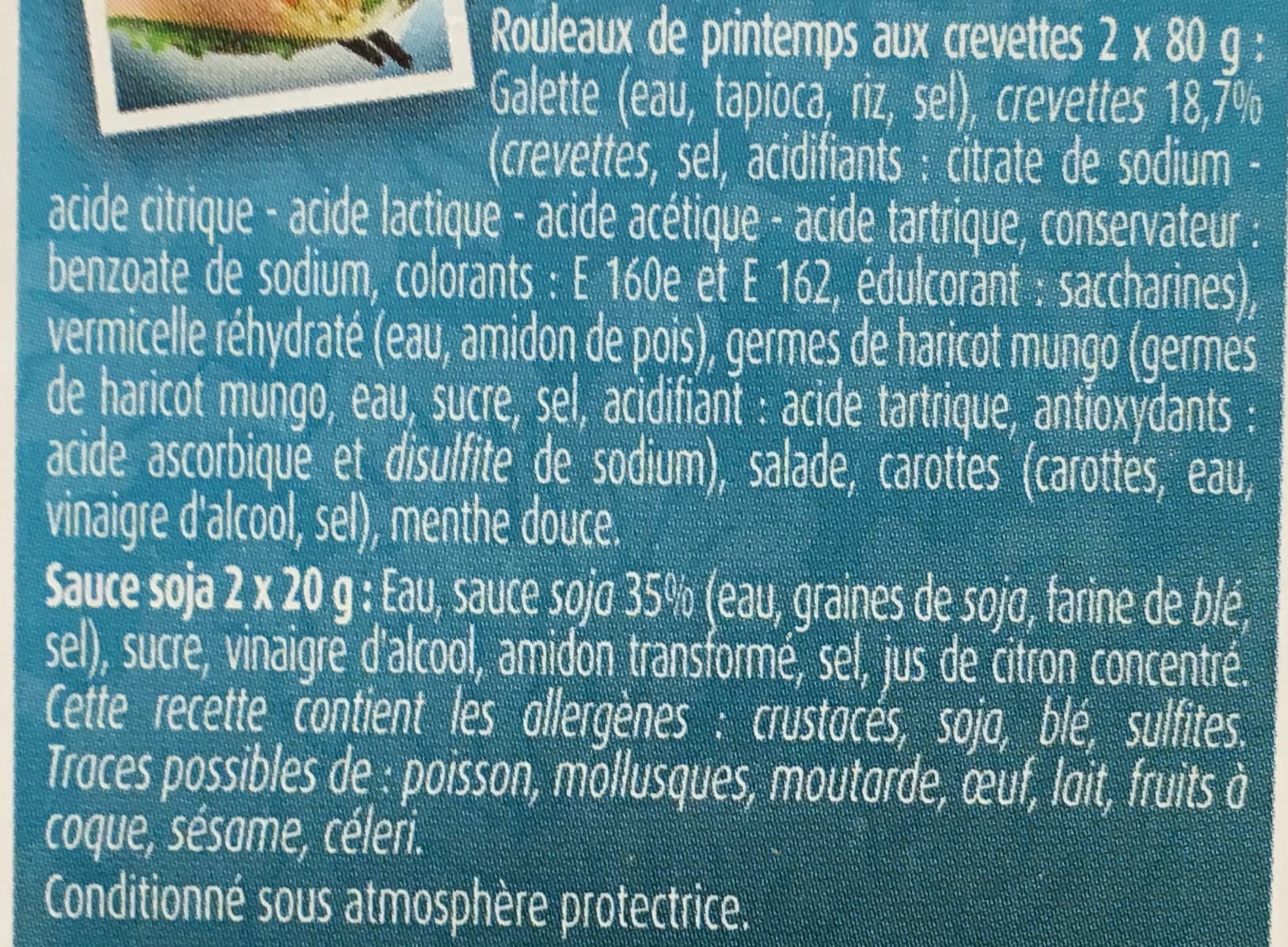 Traditions d'Asie 2 rouleaux de printemps crevette sauce soja packshot