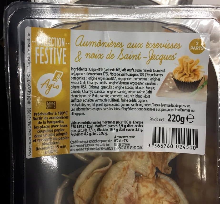 Agis Aumônières aux écrevisses et noix de Saint-Jacques packshot