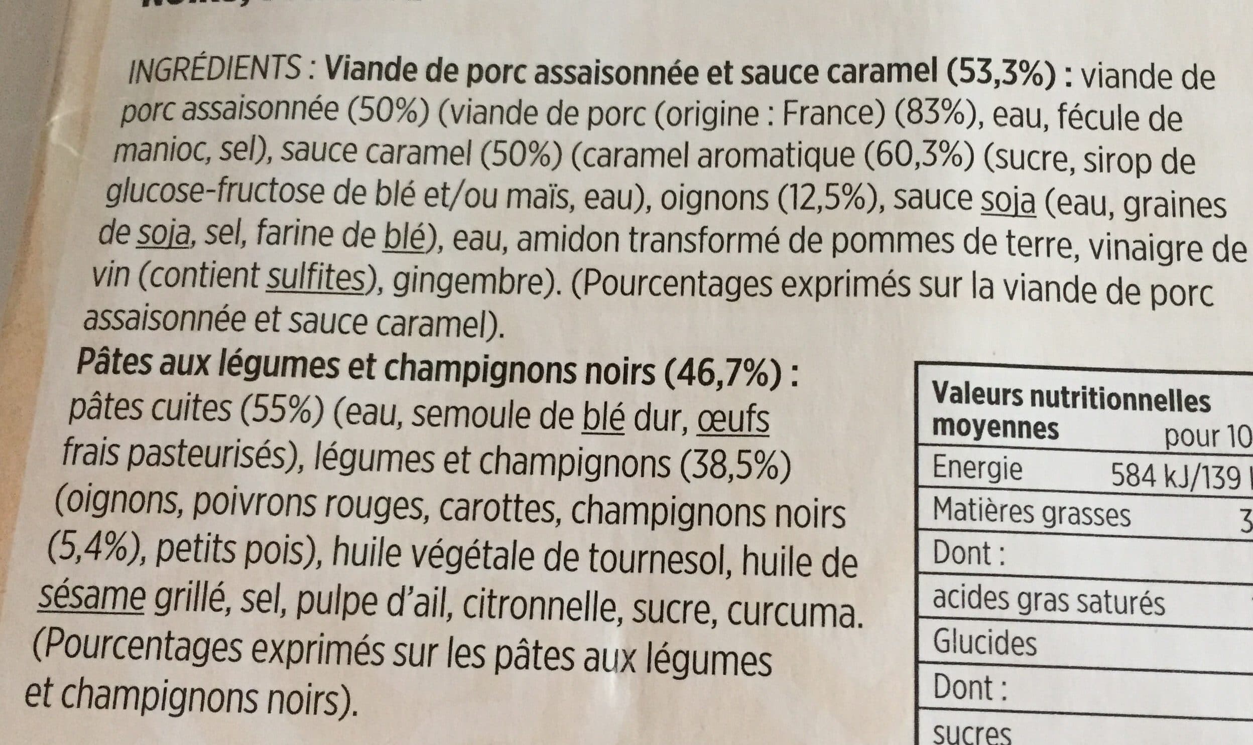 Toupargel Porc au caramel et nouilles cuisinées packshot