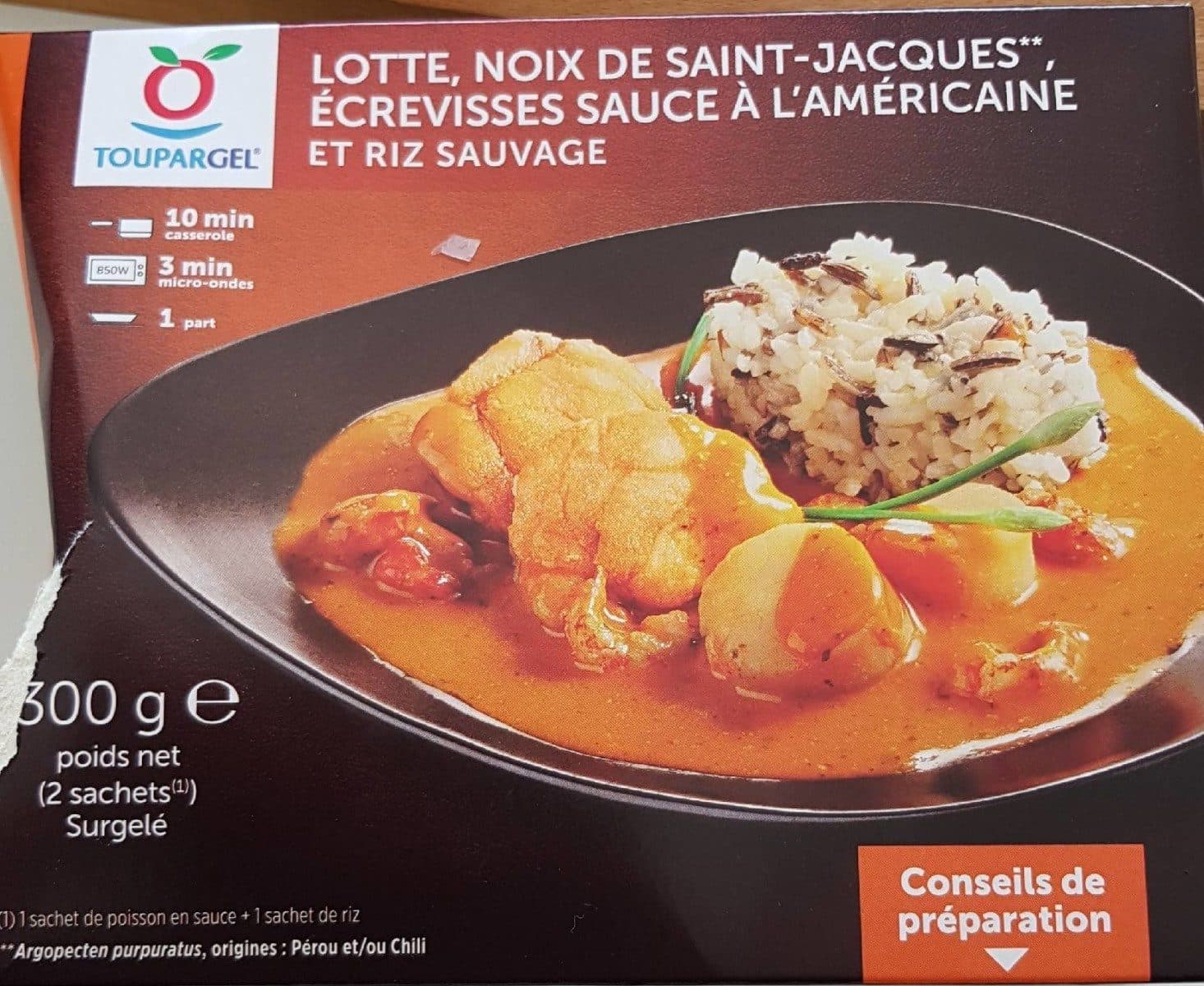 Toupargel Lotte à l'américaine. packshot