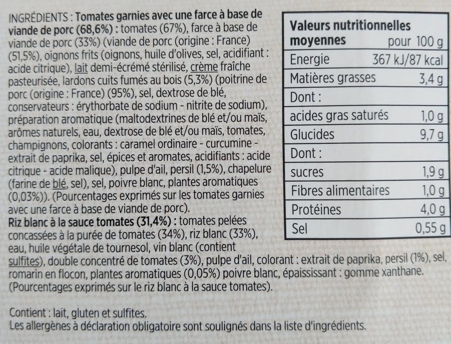 Toupargel 2 tomates farcies et riz packshot