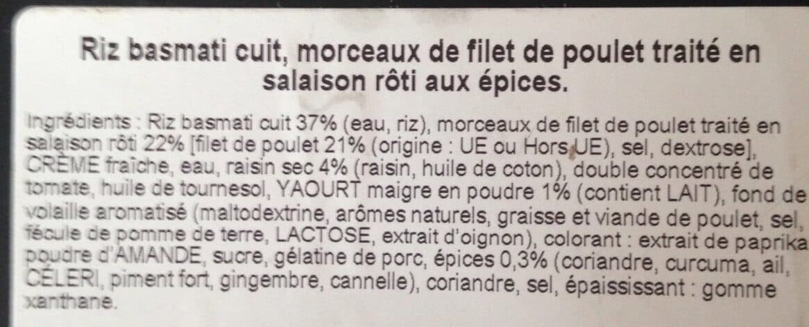 Agis Poulet tikka massala et riz basmati packshot