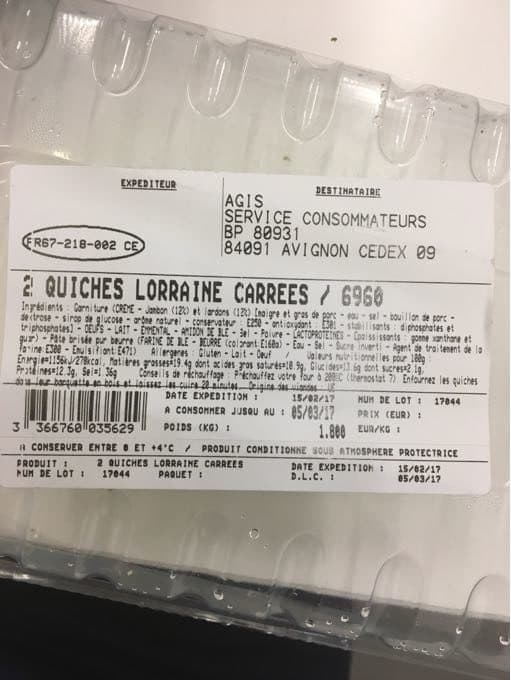 Agis 2 Quiches Lorraine Carrées / 6960 packshot