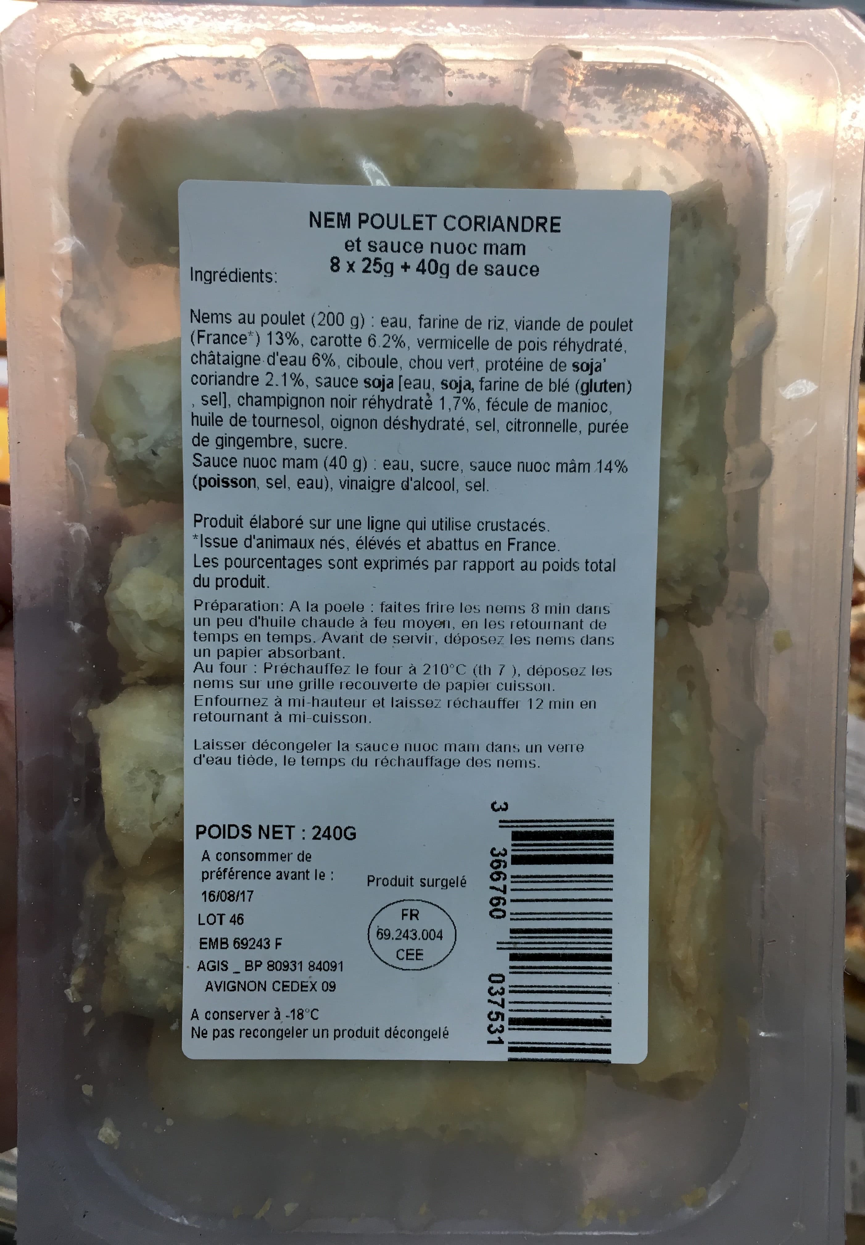 Agis Nem poulet coriandre et sauce nuoc mam packshot