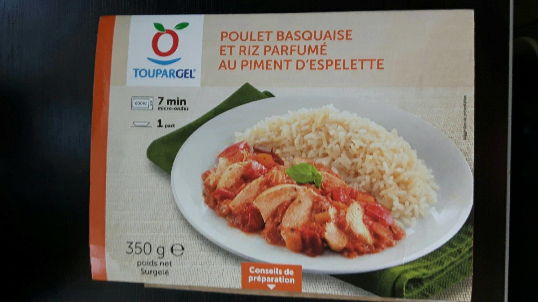 Toupargel Poulet basquaise riz parfumé au piment despelette packshot