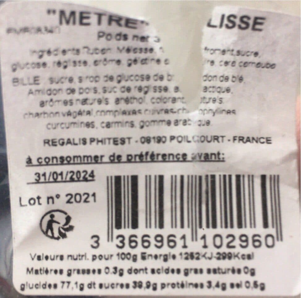 Régalis phitest Mètre réglisse packshot