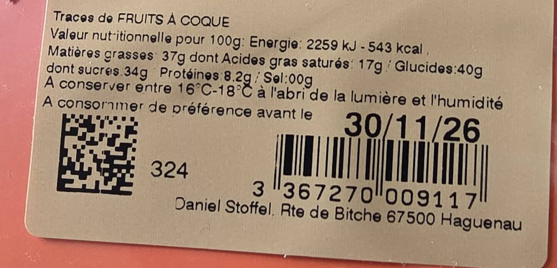 Daniel Stoffel Tablette mendiant chocolat noir packshot