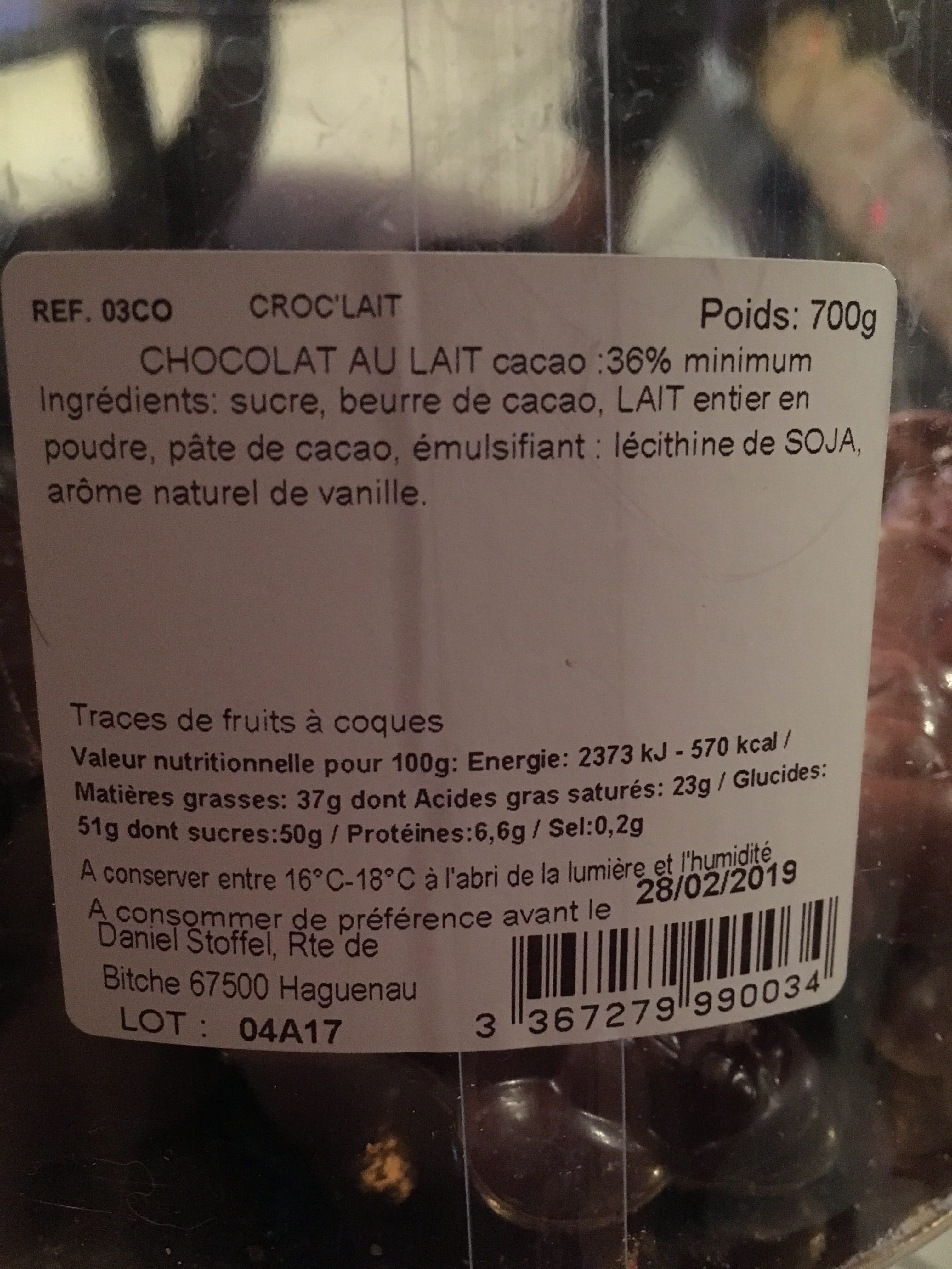 Daniel Stoffel Croc’lait Noël 700gr packshot