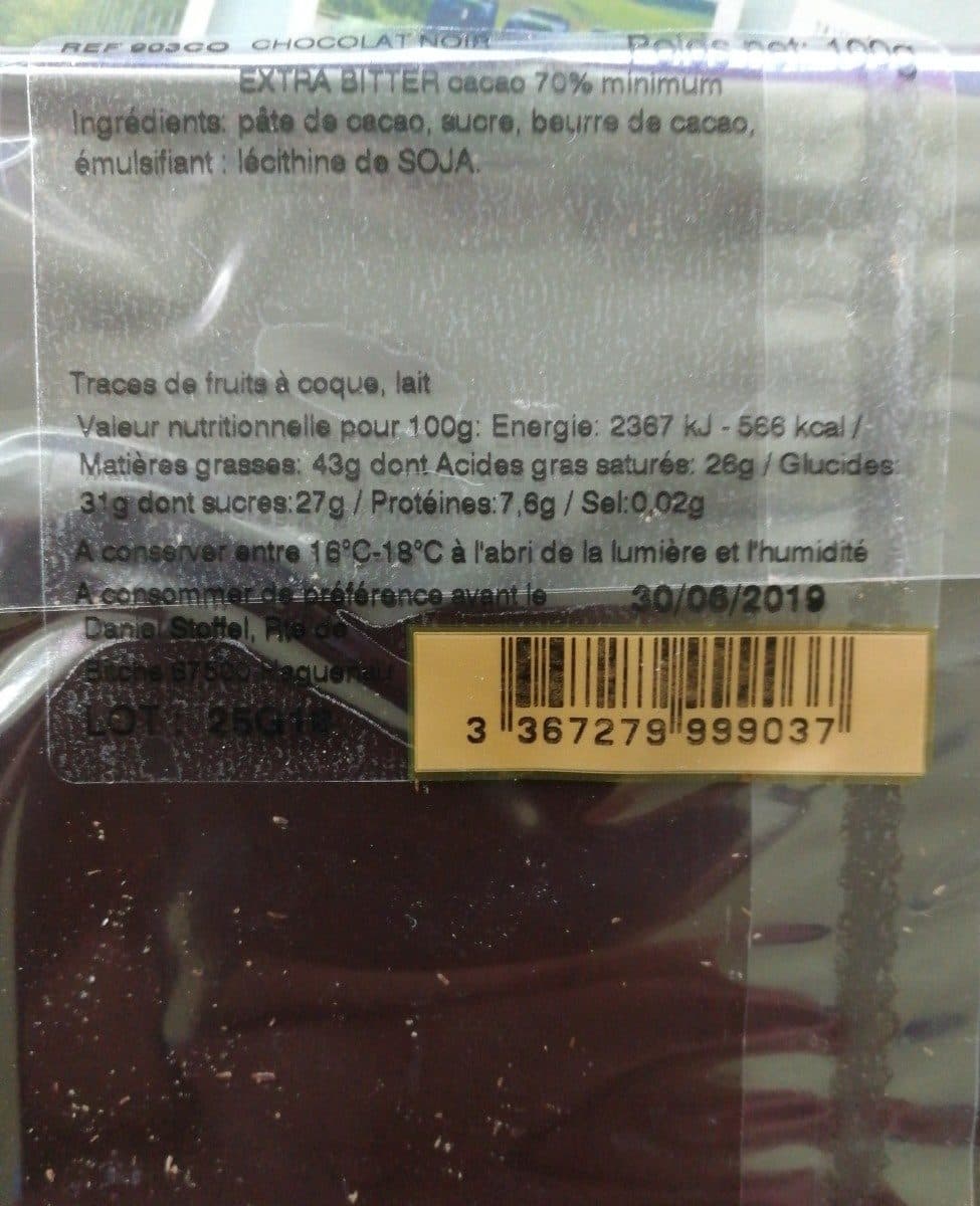 Daniel Stoffel Chocolat noir 70% cacao DS packshot