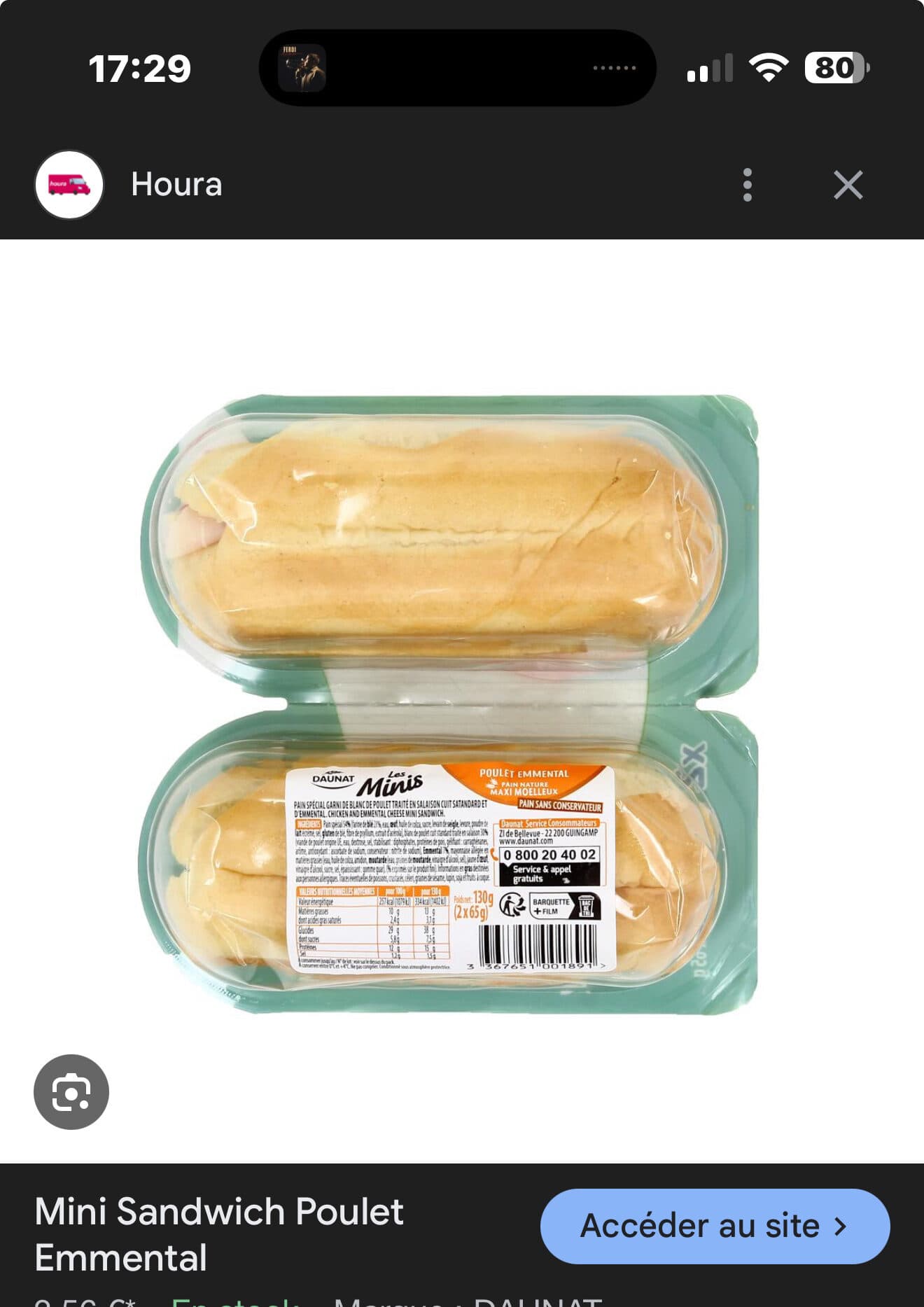 DAUNAT Mini Sandwich Poulet Emmental packshot