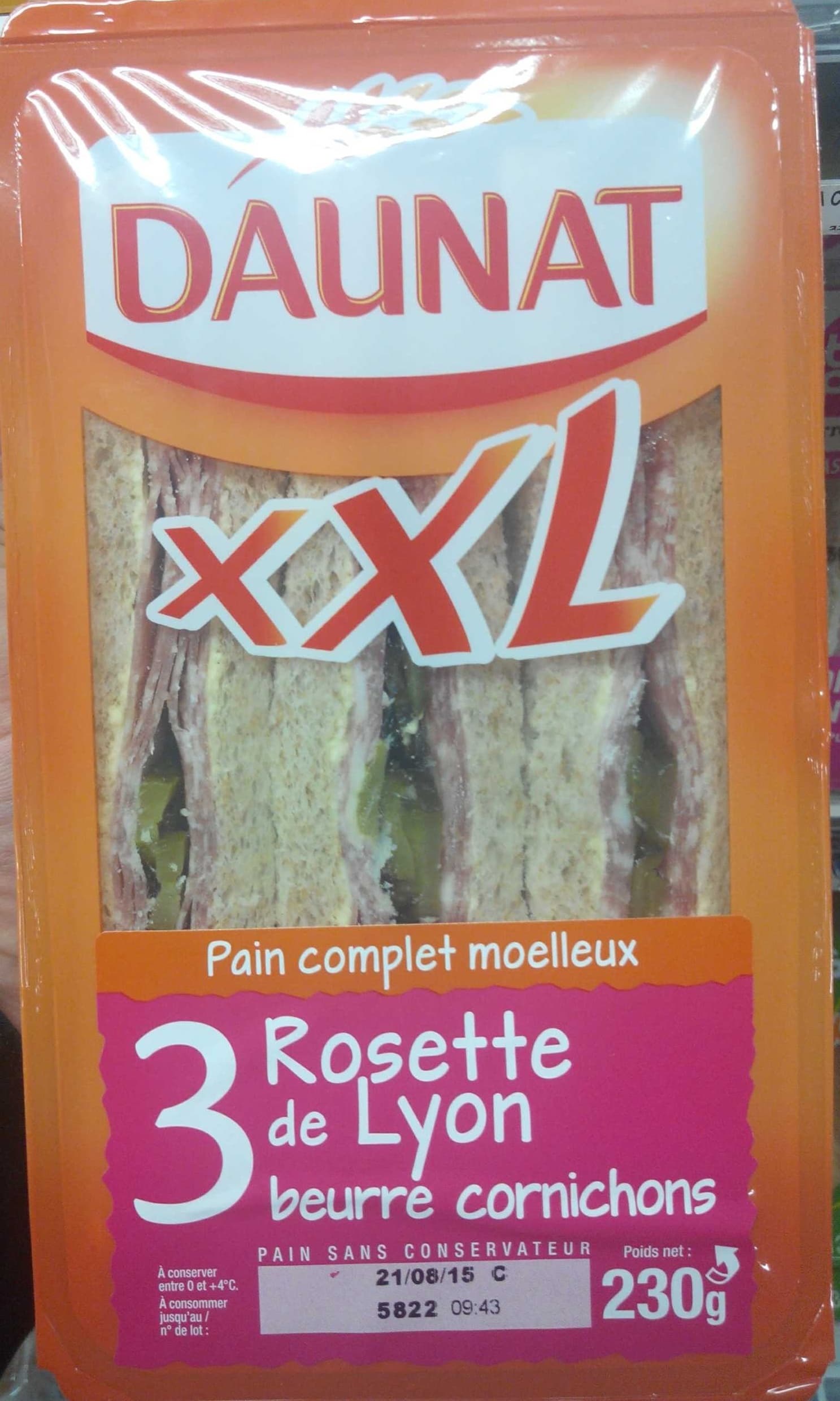 Daunat XXL Rosette de Lyon beurre cornichons packshot