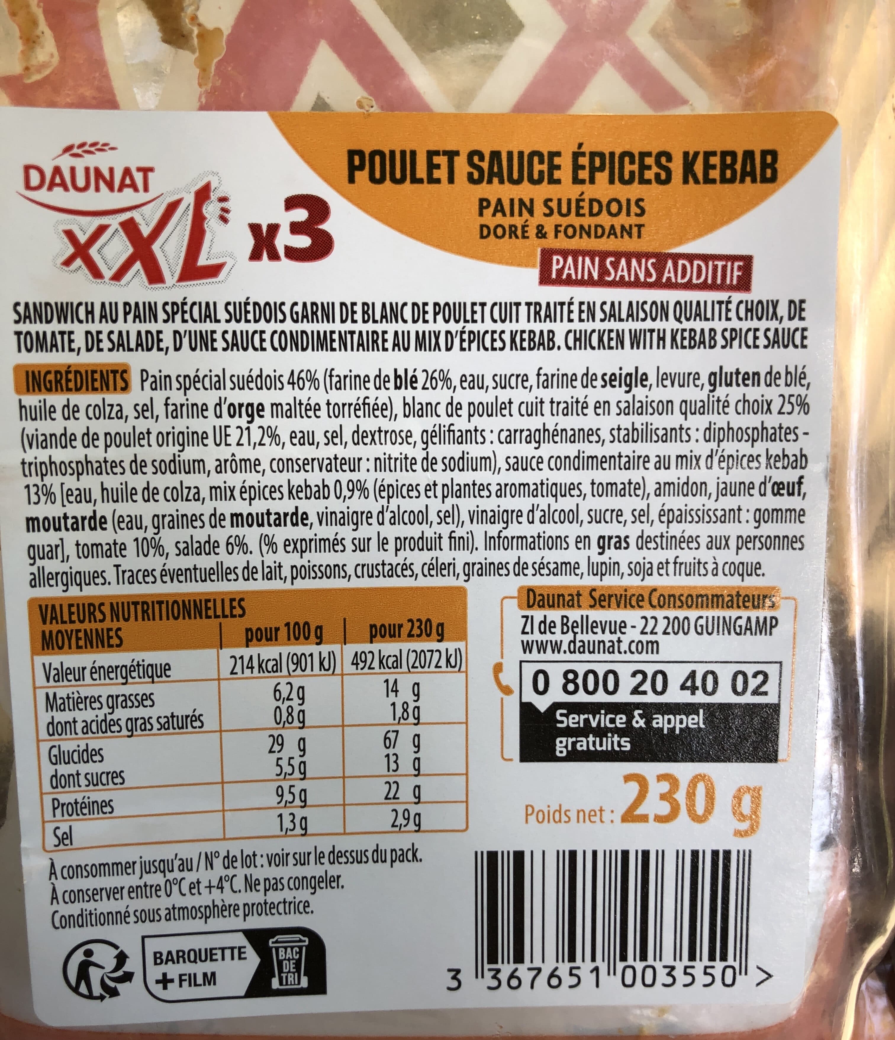 Daunat XXL poulet emmental packshot