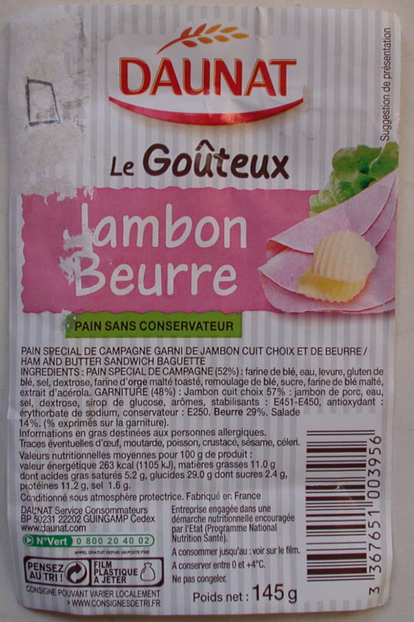 DAUNAT Jambon Beurre Le Gouteux packshot