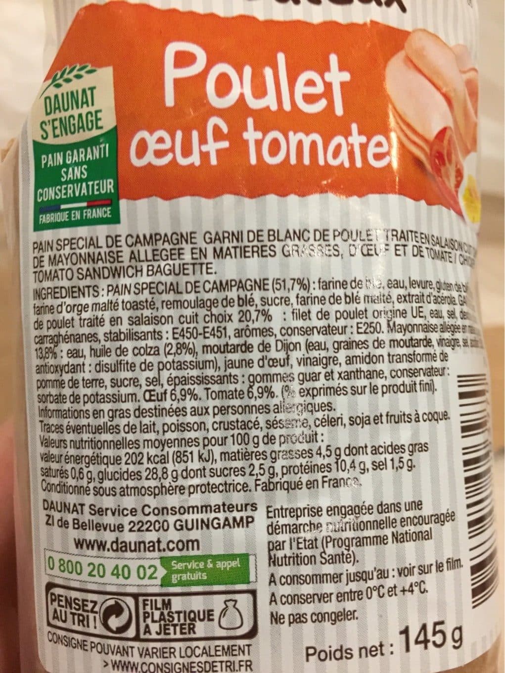 Daunat Poulet ?uf Tomate Le Gouteux packshot