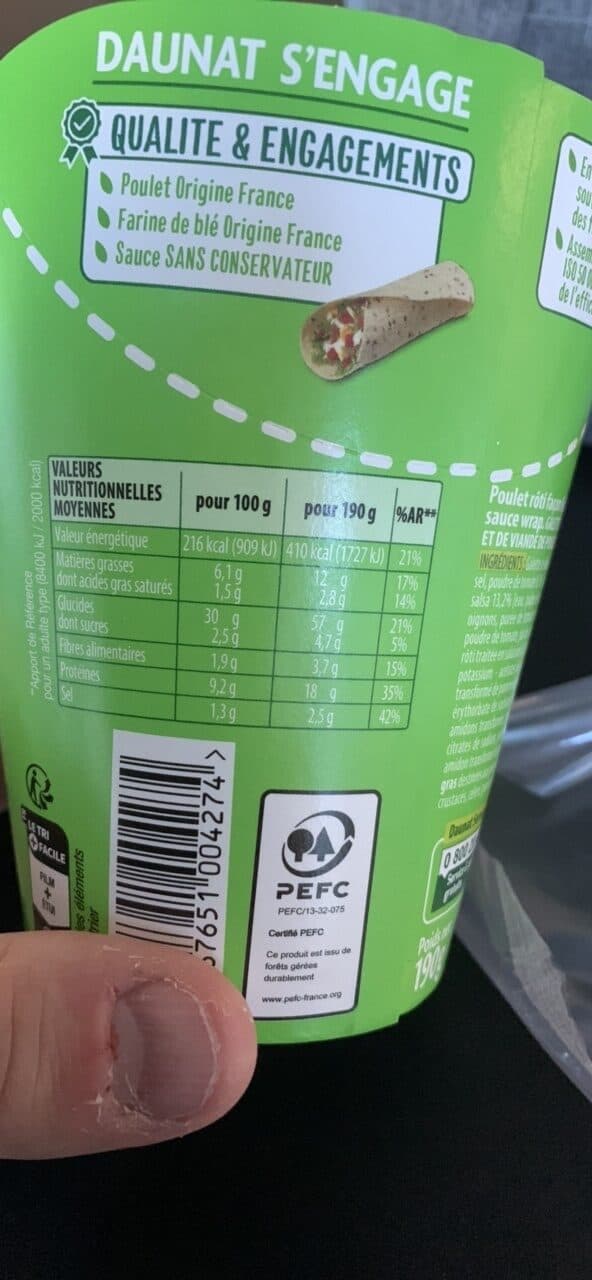 Daunat Be wrappy poulet rôti façon fajitas packshot