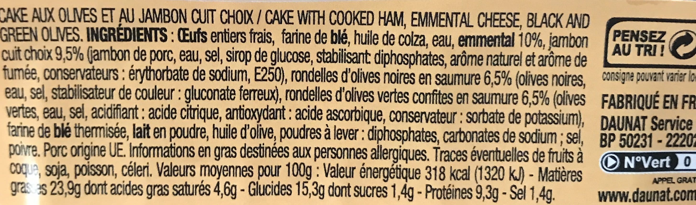 Daunat Cake Jambon Olives packshot