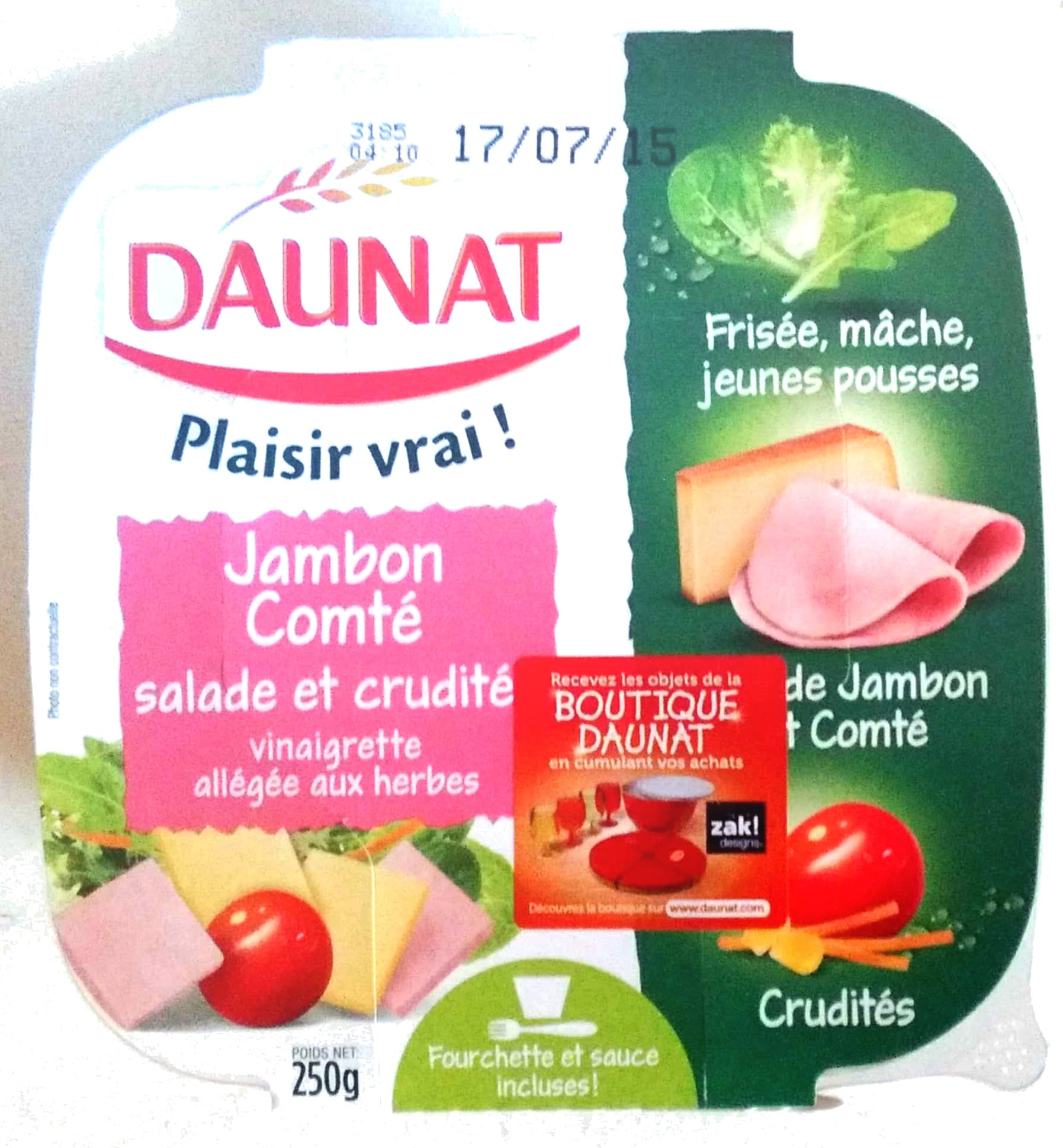 Daunat Jambon Comté salade et crudité vinaigrette allégée aux herbes packshot