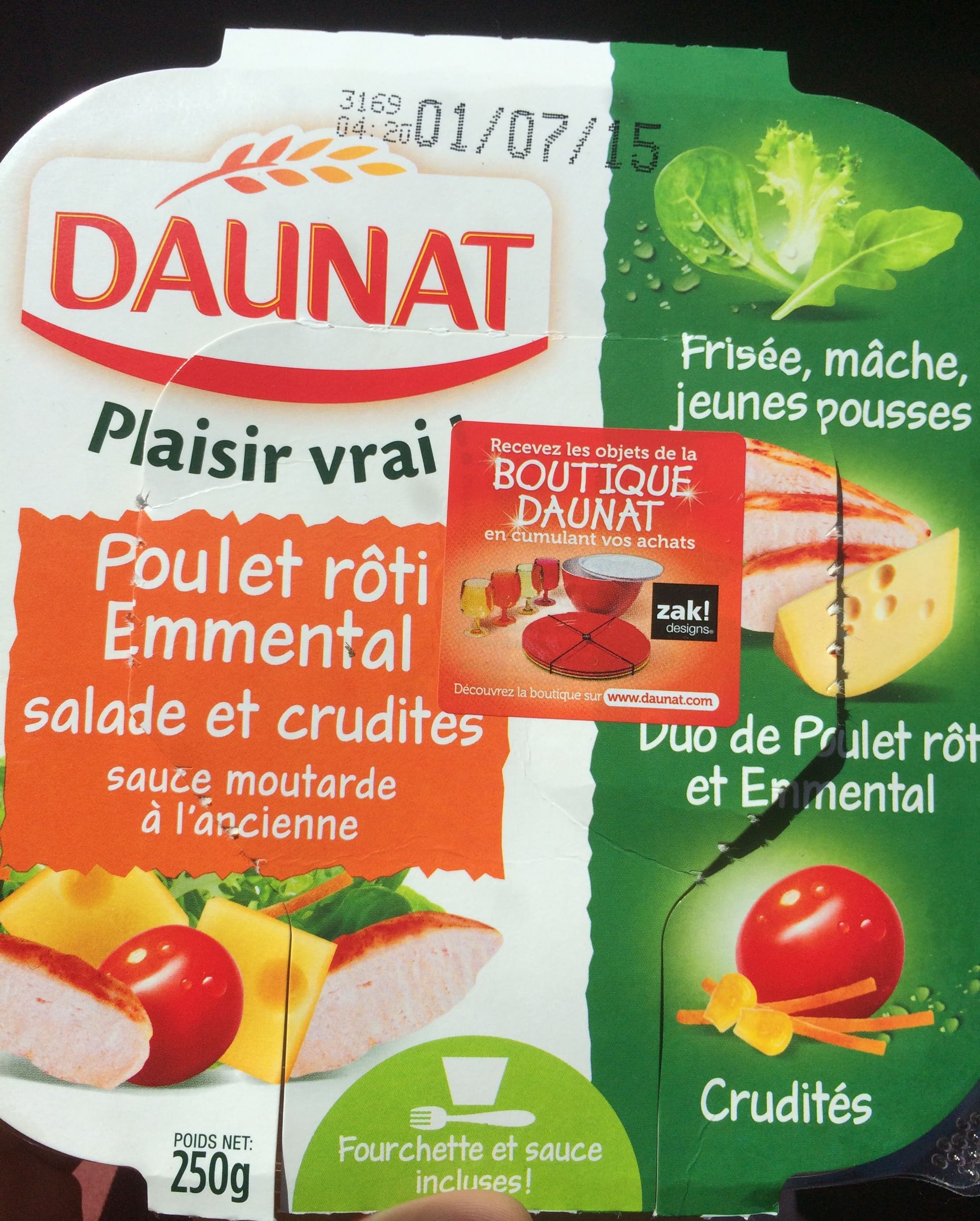Daunat Poulet rôti Emmental salade et crudités sauce moutarde à l'ancienne packshot