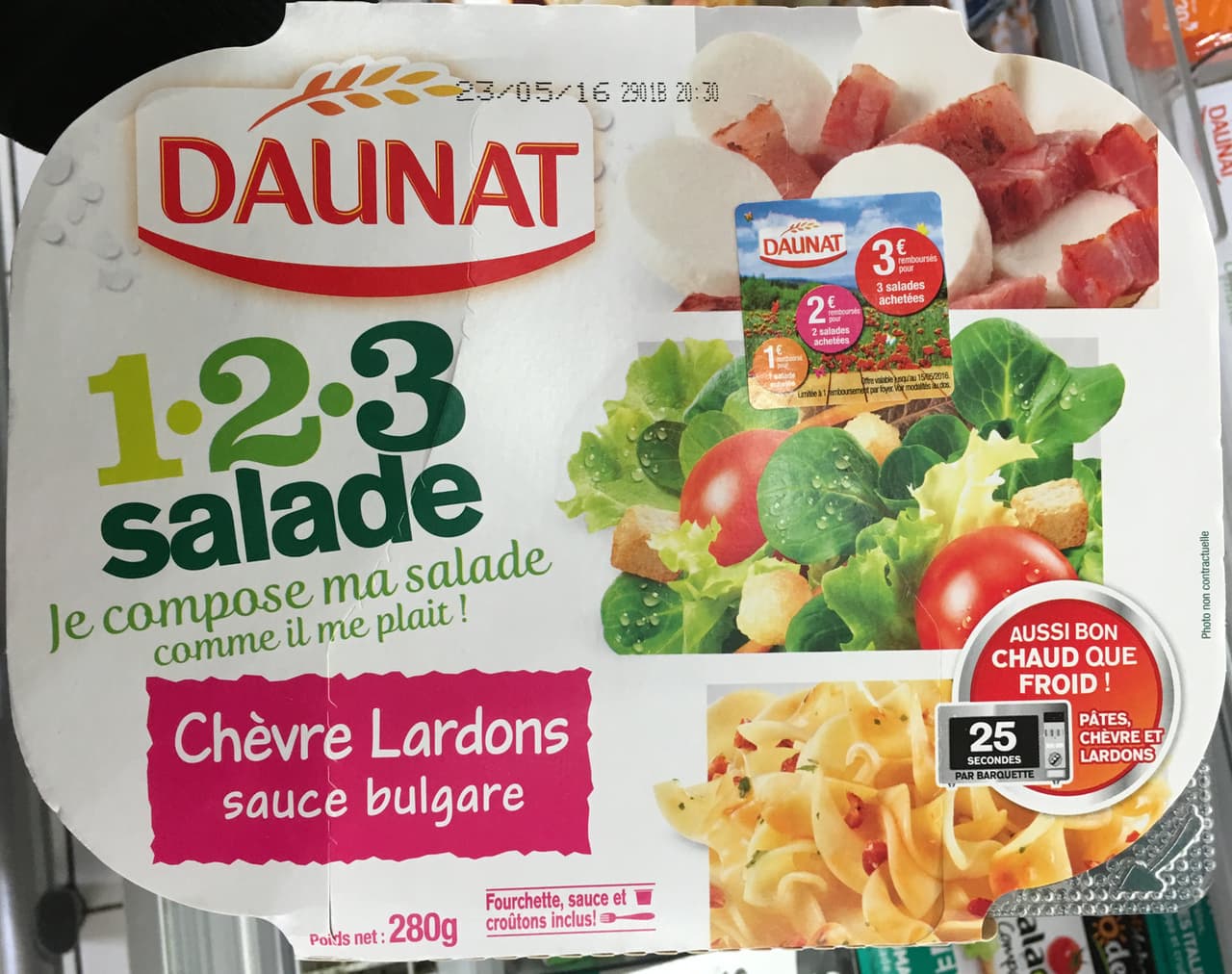 Daunat 1-2-3 Salade Chèvre Lardons sauce bulgare packshot