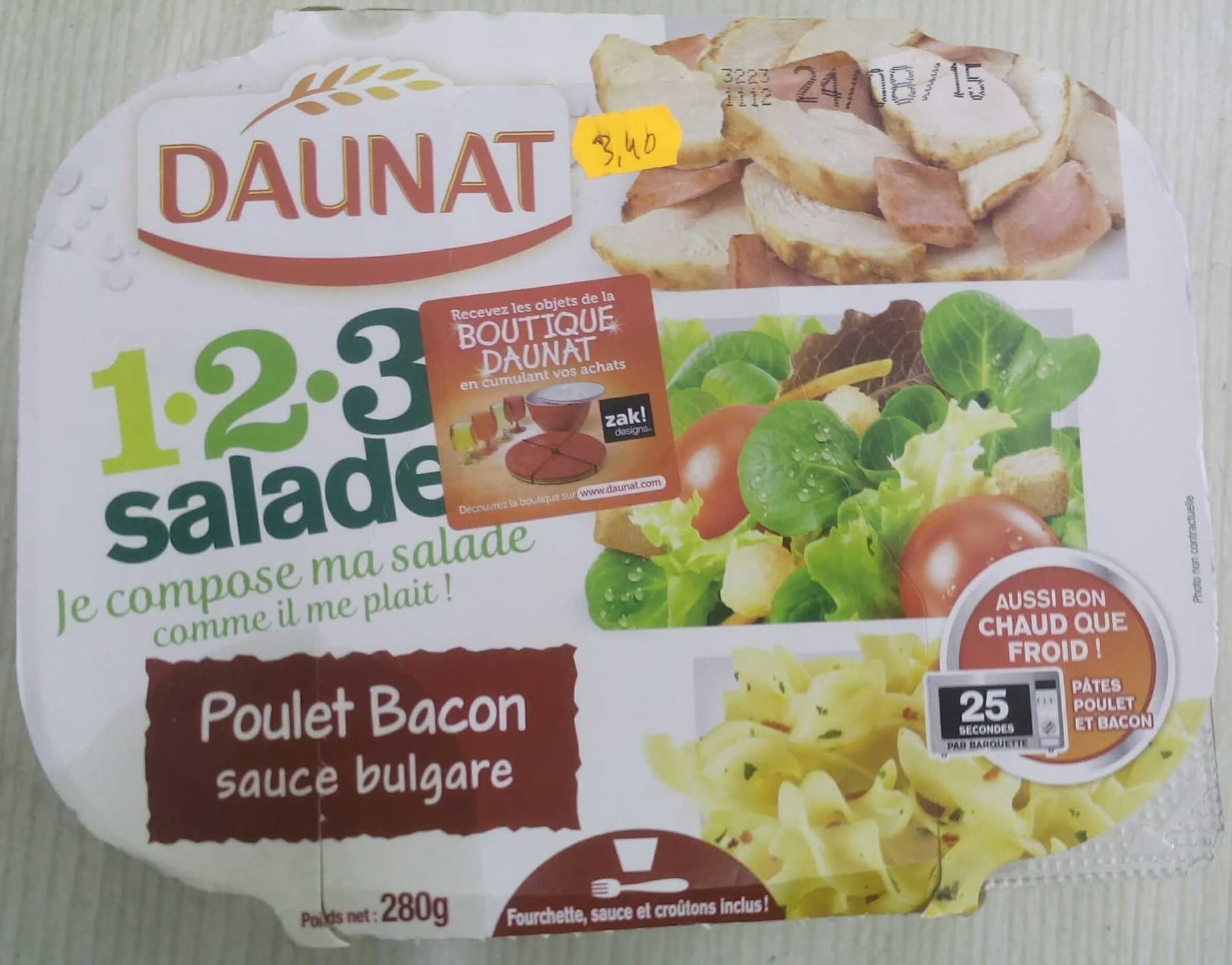 Daunat 1.2.3 Salade Poulet Bacon Sauce Bulgare packshot