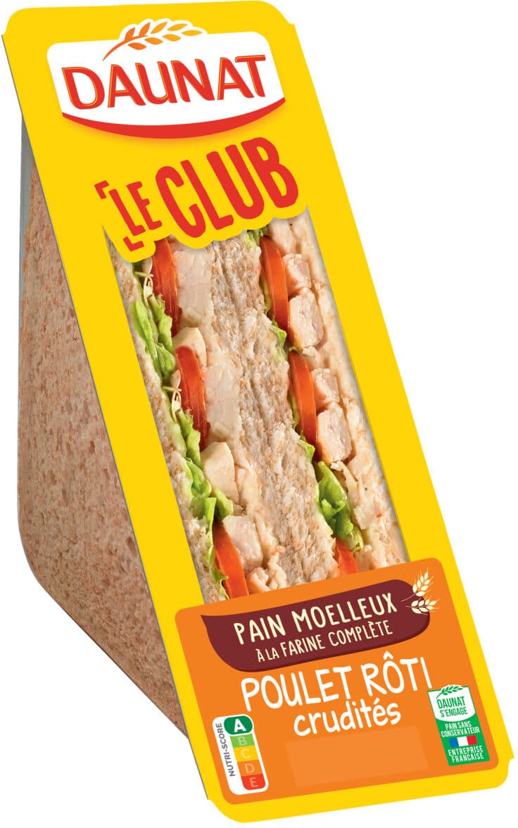 Daunat Club poulet rôti crudités packshot
