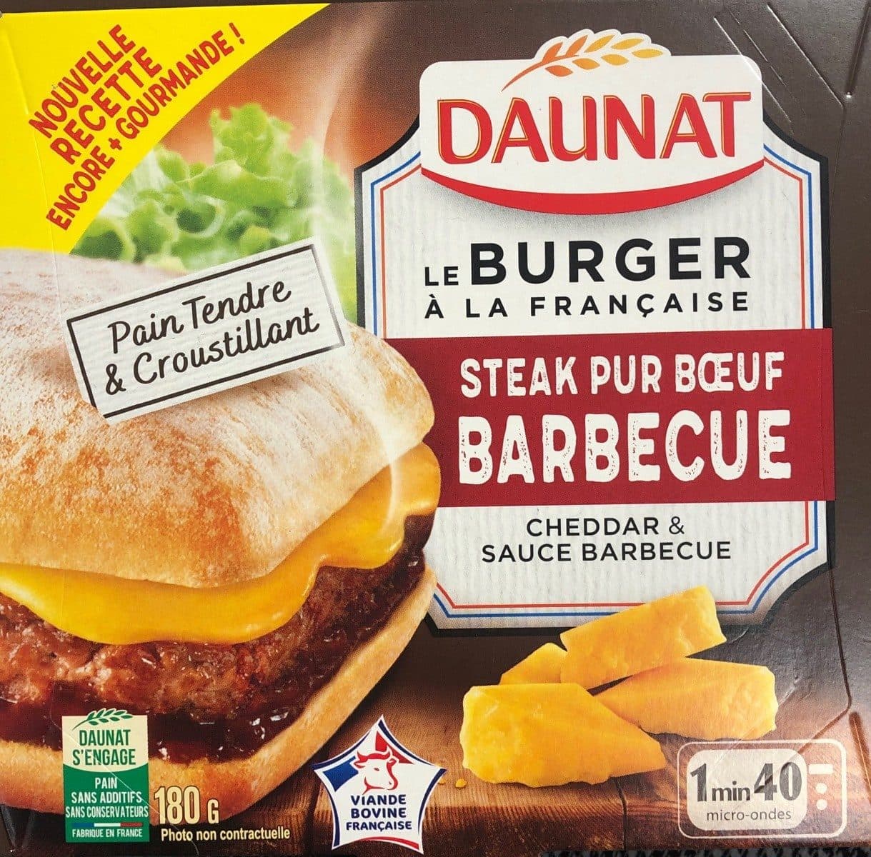 Daunat Le burger à la française - Steak pur Bœuf Barbecue packshot