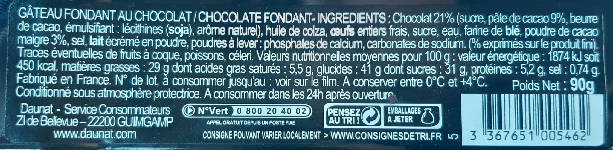 Daunat Le Fondant Gourmand au bon chocolat packshot