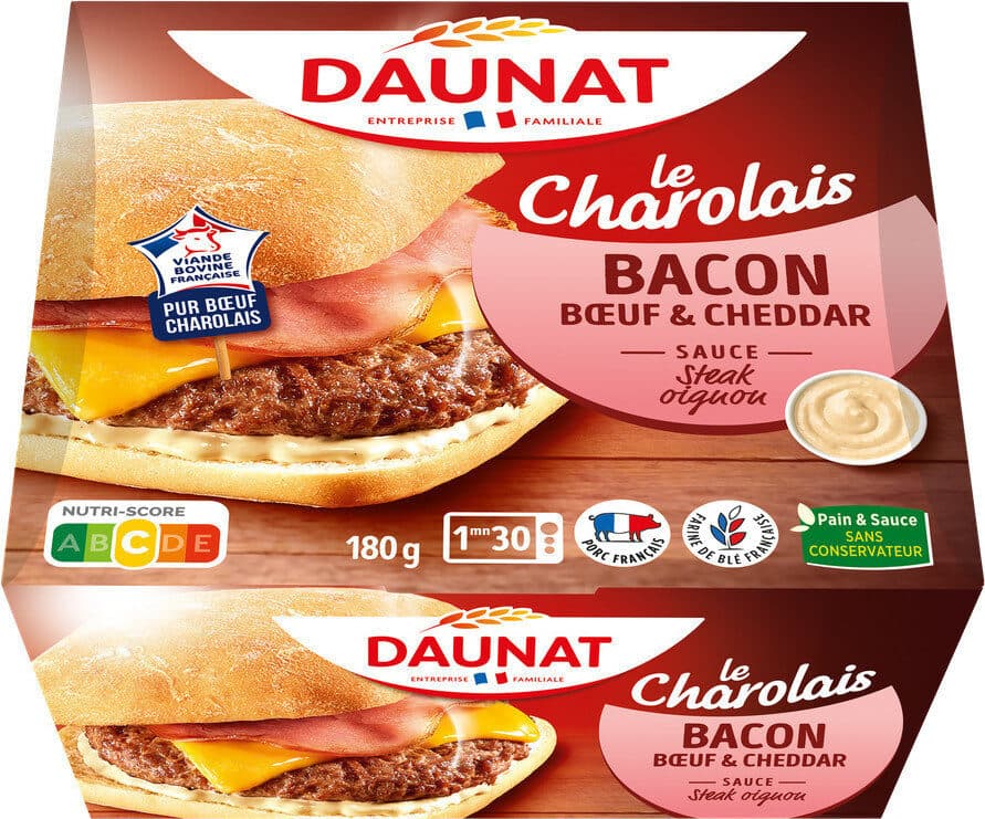 Daunat BURGER Le Bacon Boeuf cheddar packshot
