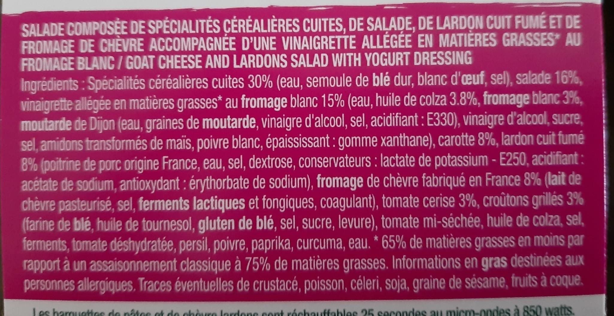 Daunat 123 Salade Chèvre Lardons Sauce Bulgare packshot