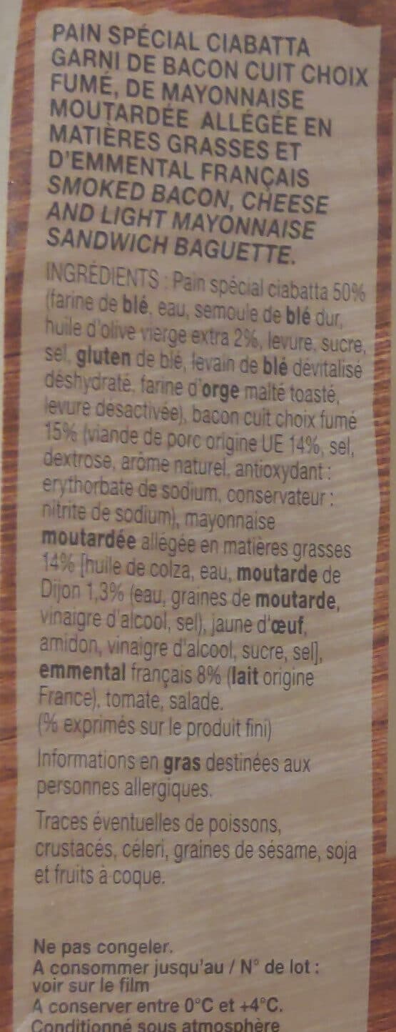 Daunat Le Ciabatta Bacon Fumé & Emmental sauce Mayonnaise packshot