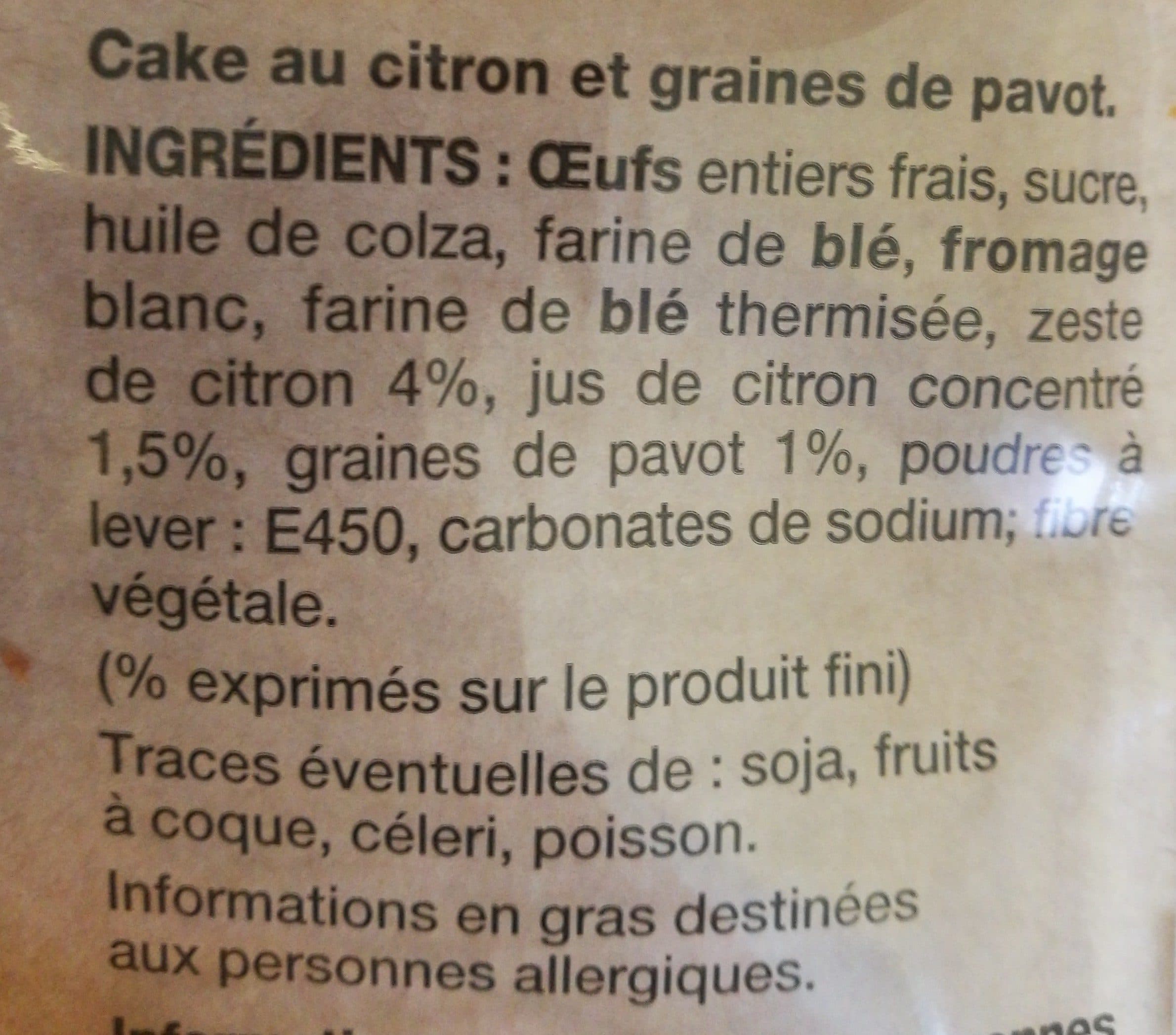 Daunat Le cake extra moelleux, citron et graines de pavot packshot