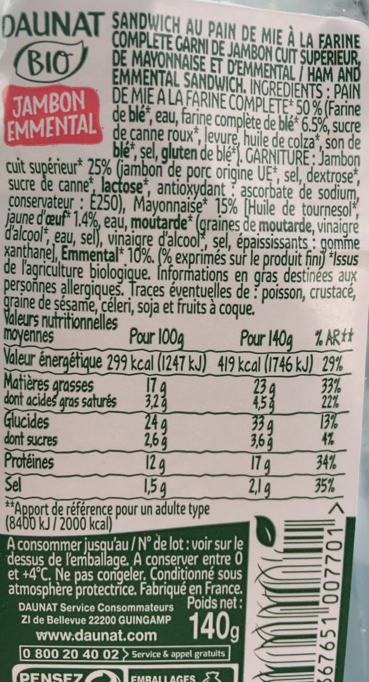 daunat Jambon Emmental packshot