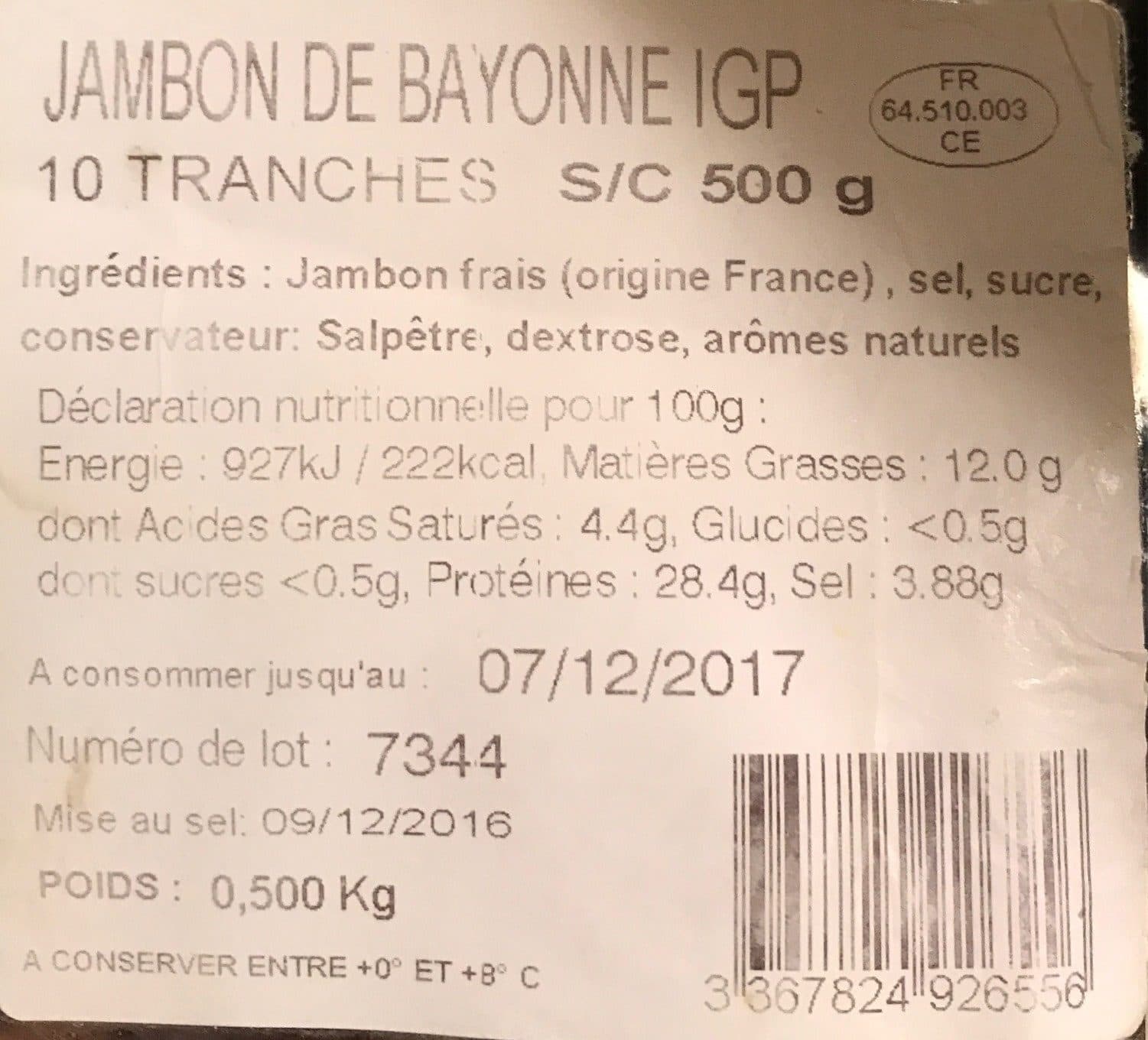 Michel Dupuy Jambon de bayonne packshot