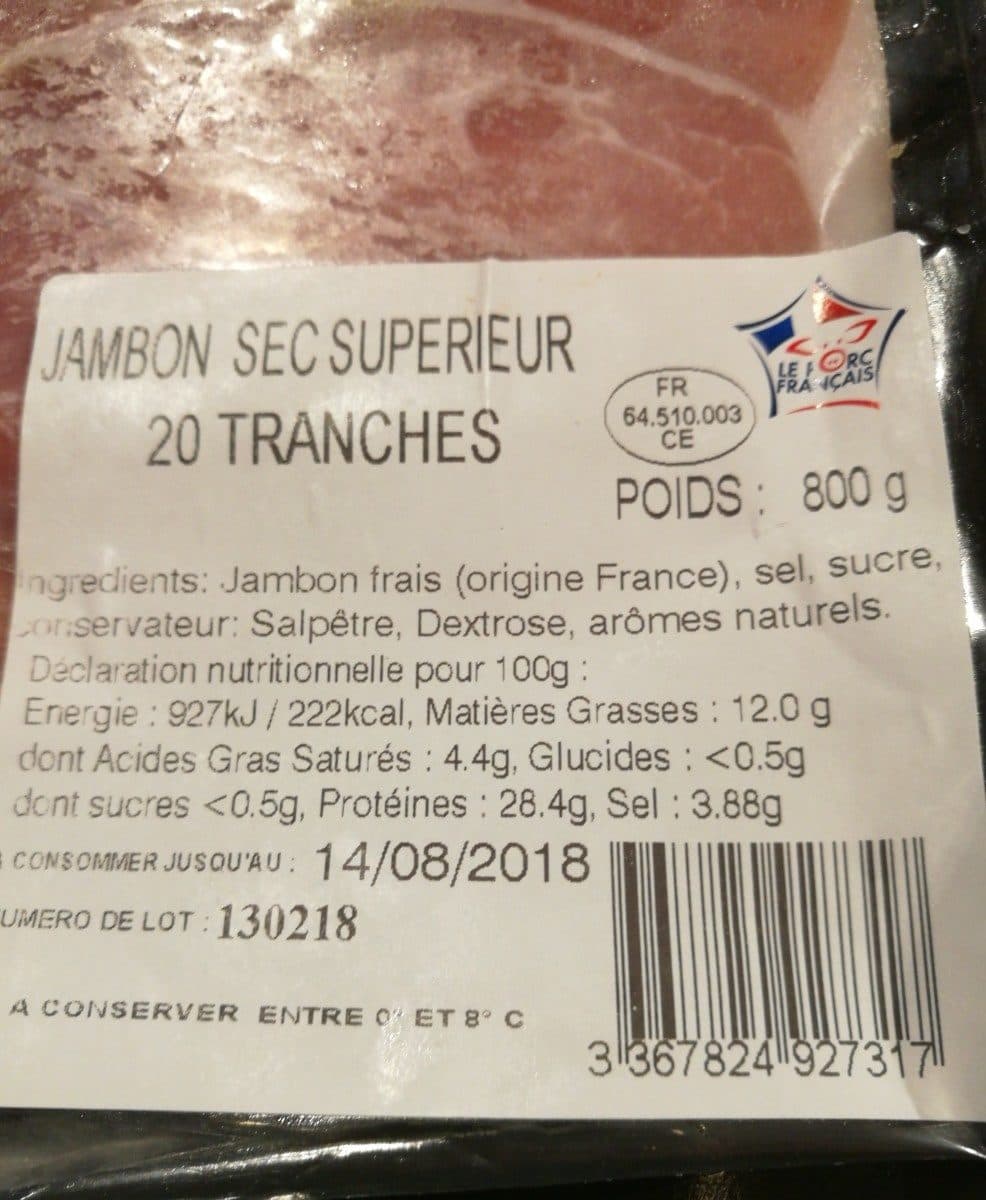 Open Food Facts Jambon Sec Supérieur packshot