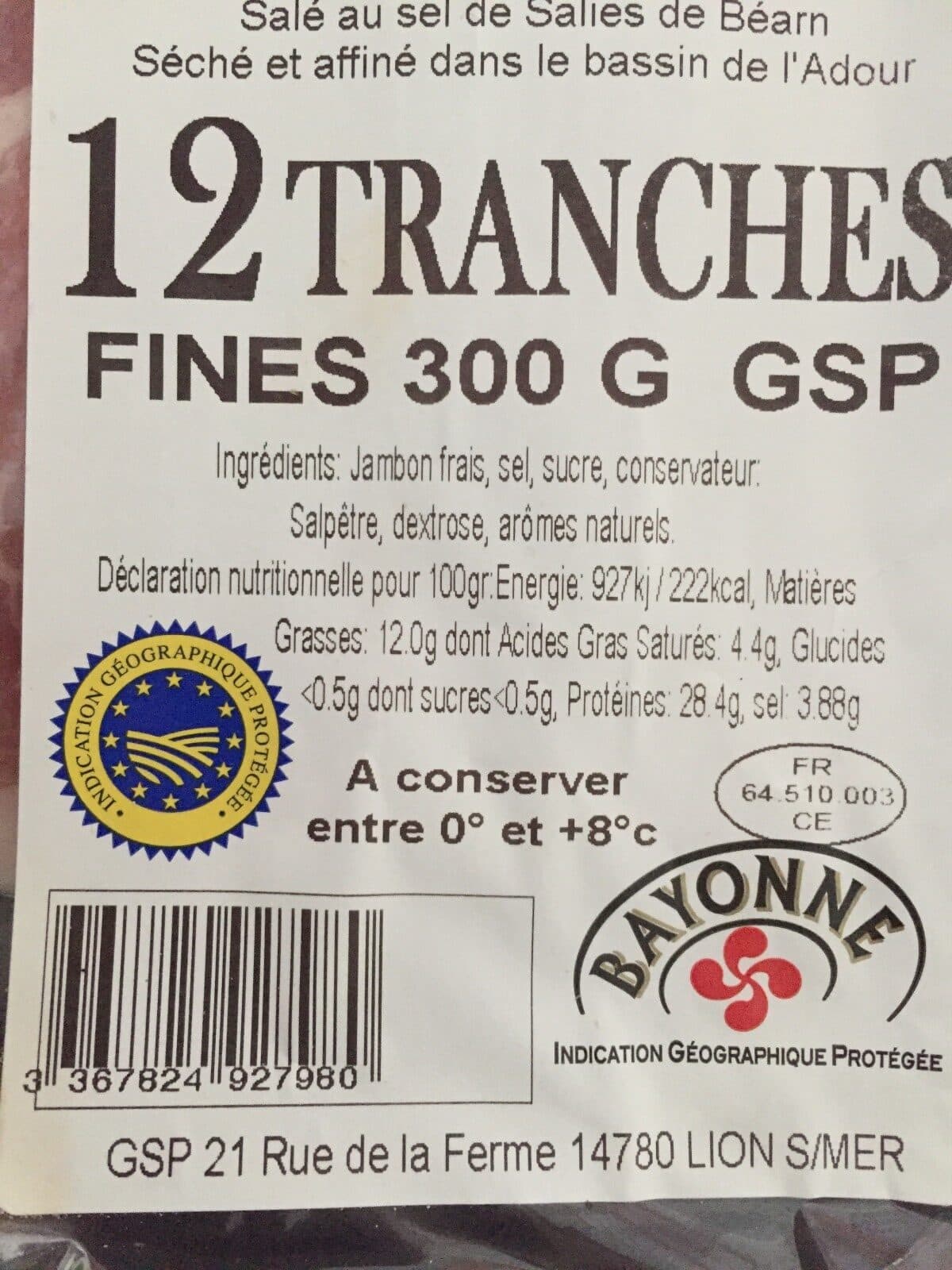 Open Food Facts Jambon de Bayonne IGP packshot