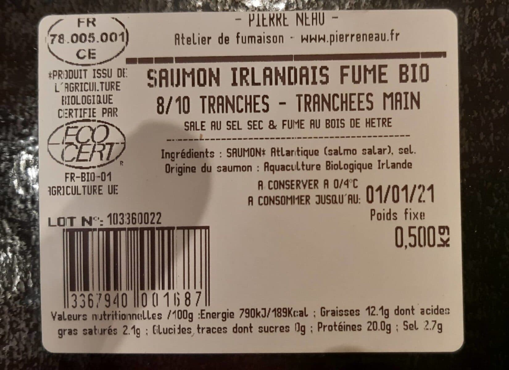 Pierre Neau Saumon irlandais fume bio packshot