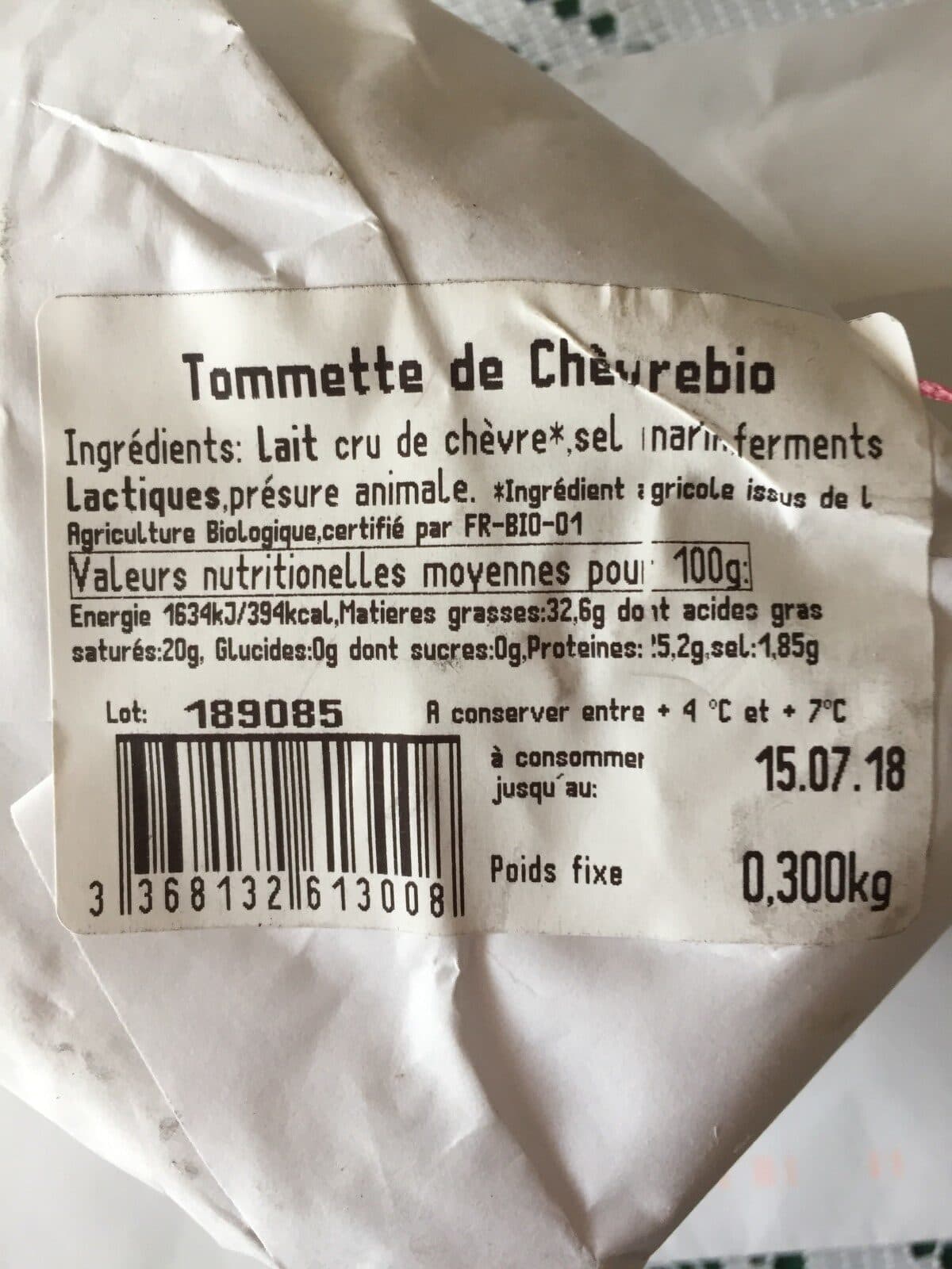 Open Food Facts TOMMETTE DE CHEVRE packshot