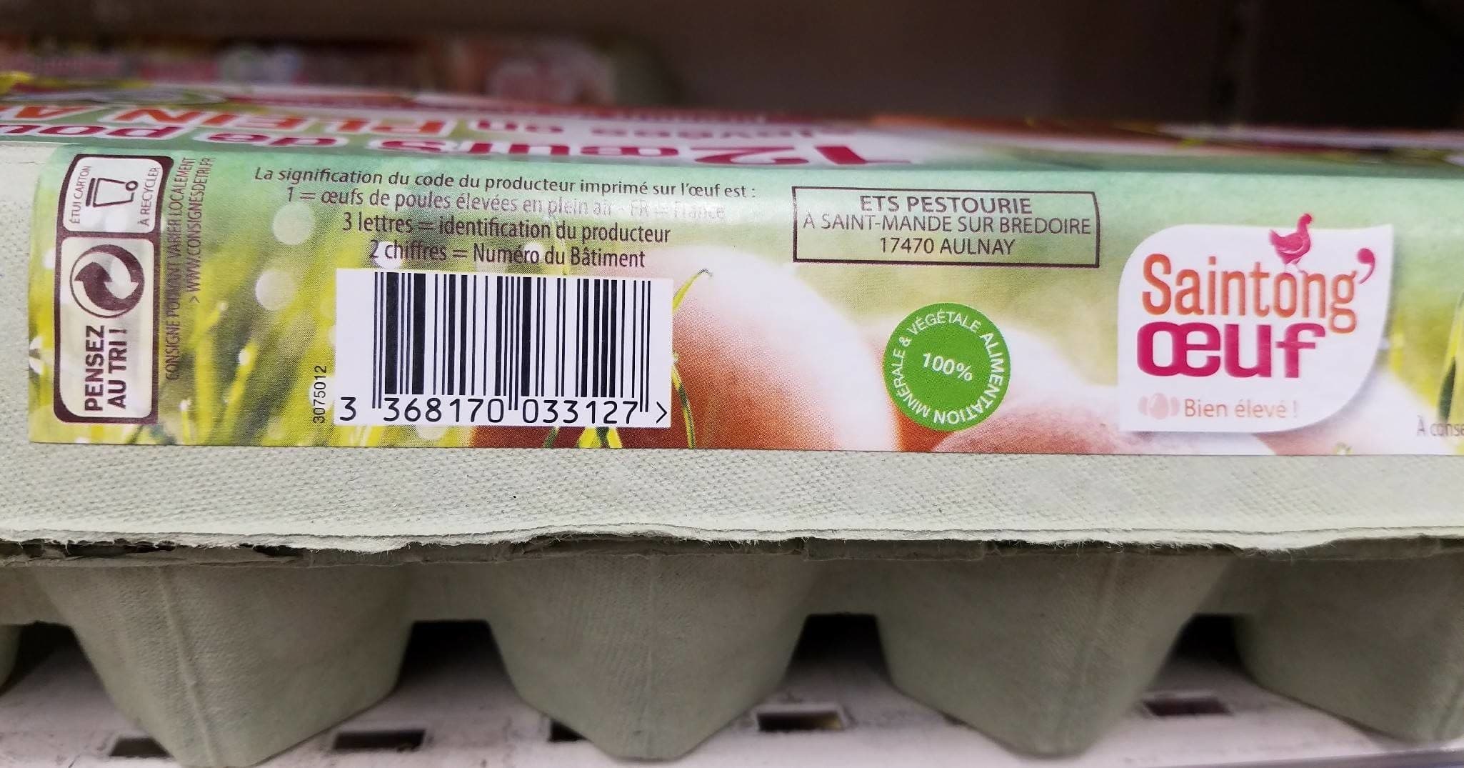 Saintong'oeuf Oeufs de poikes élevées en plein air packshot