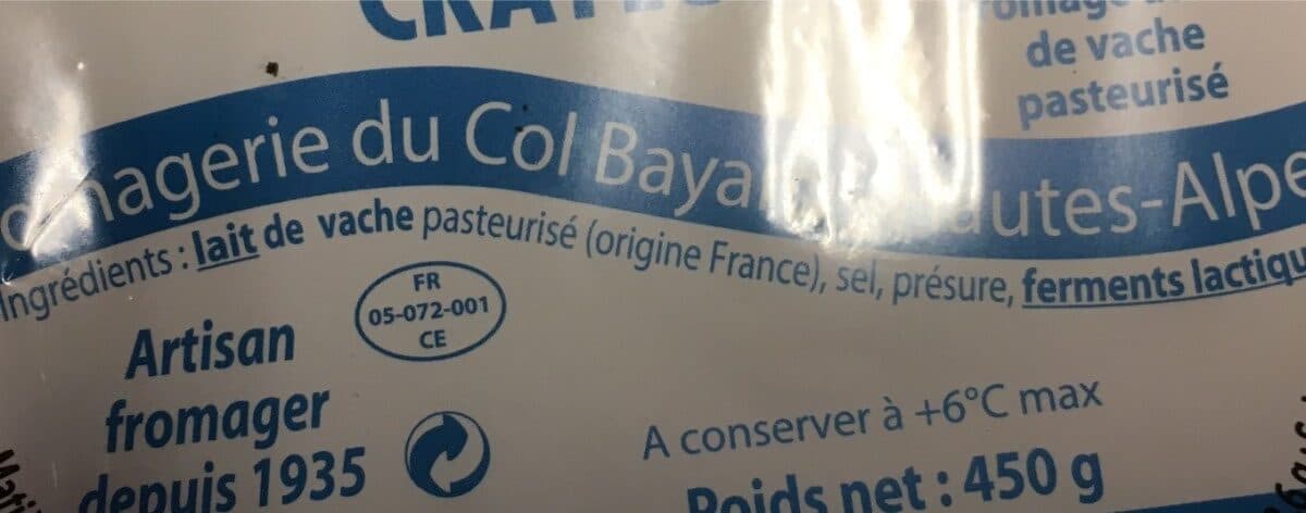 Open Food Facts Tomme du Champsaur CRAYEUSE packshot
